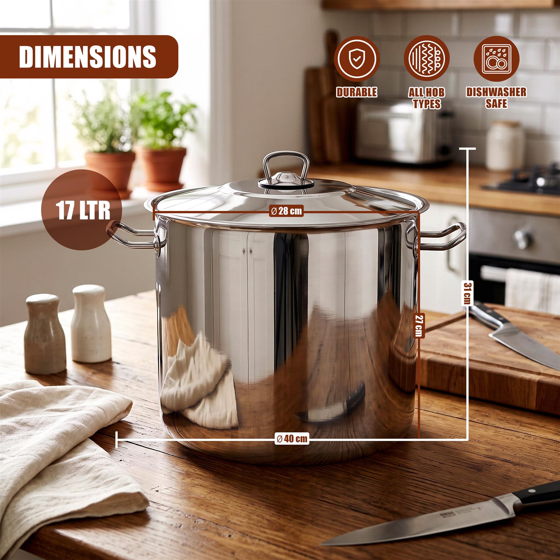 Arian Gastro Stock Pot - 17 L
