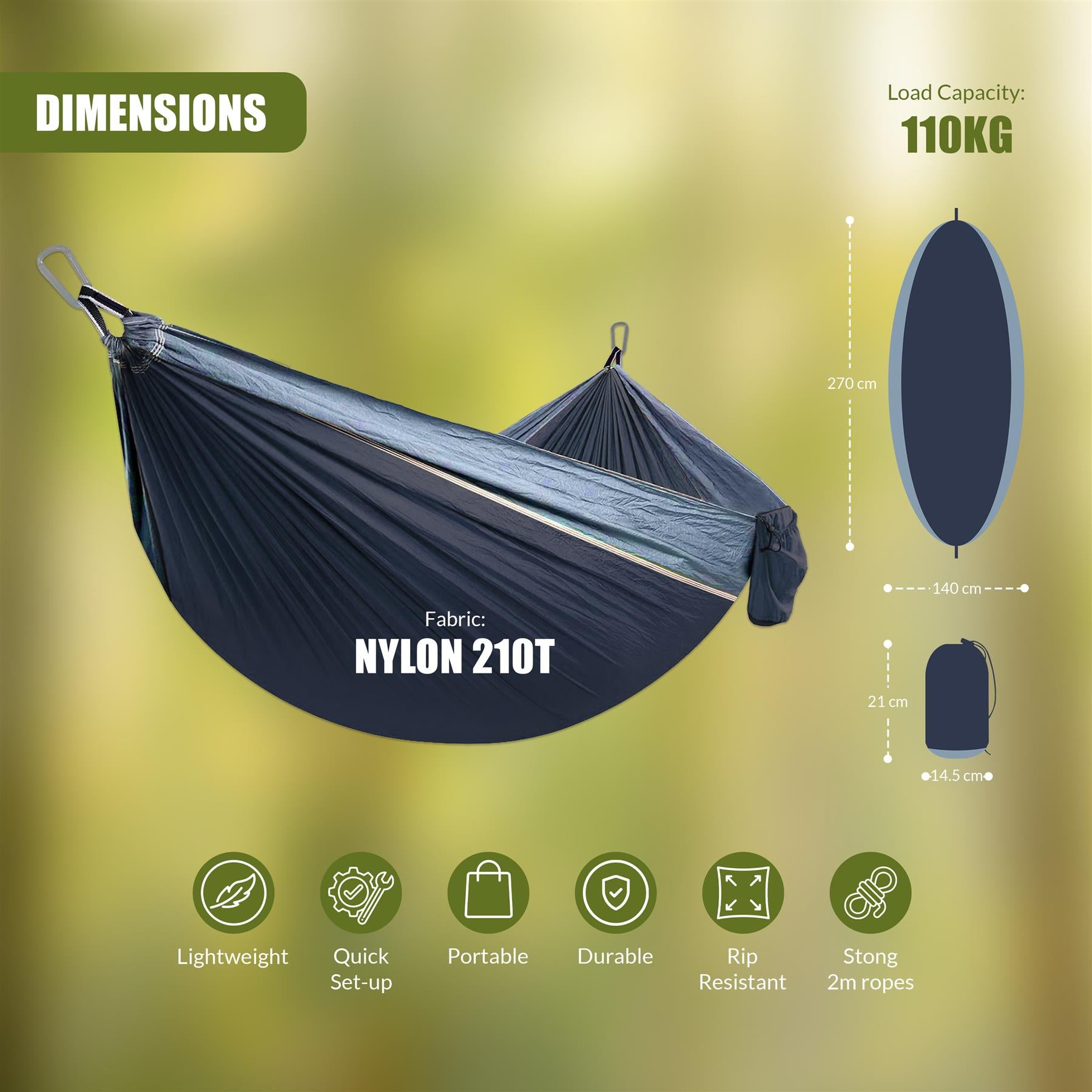 Travel Hammock with Carry Bag