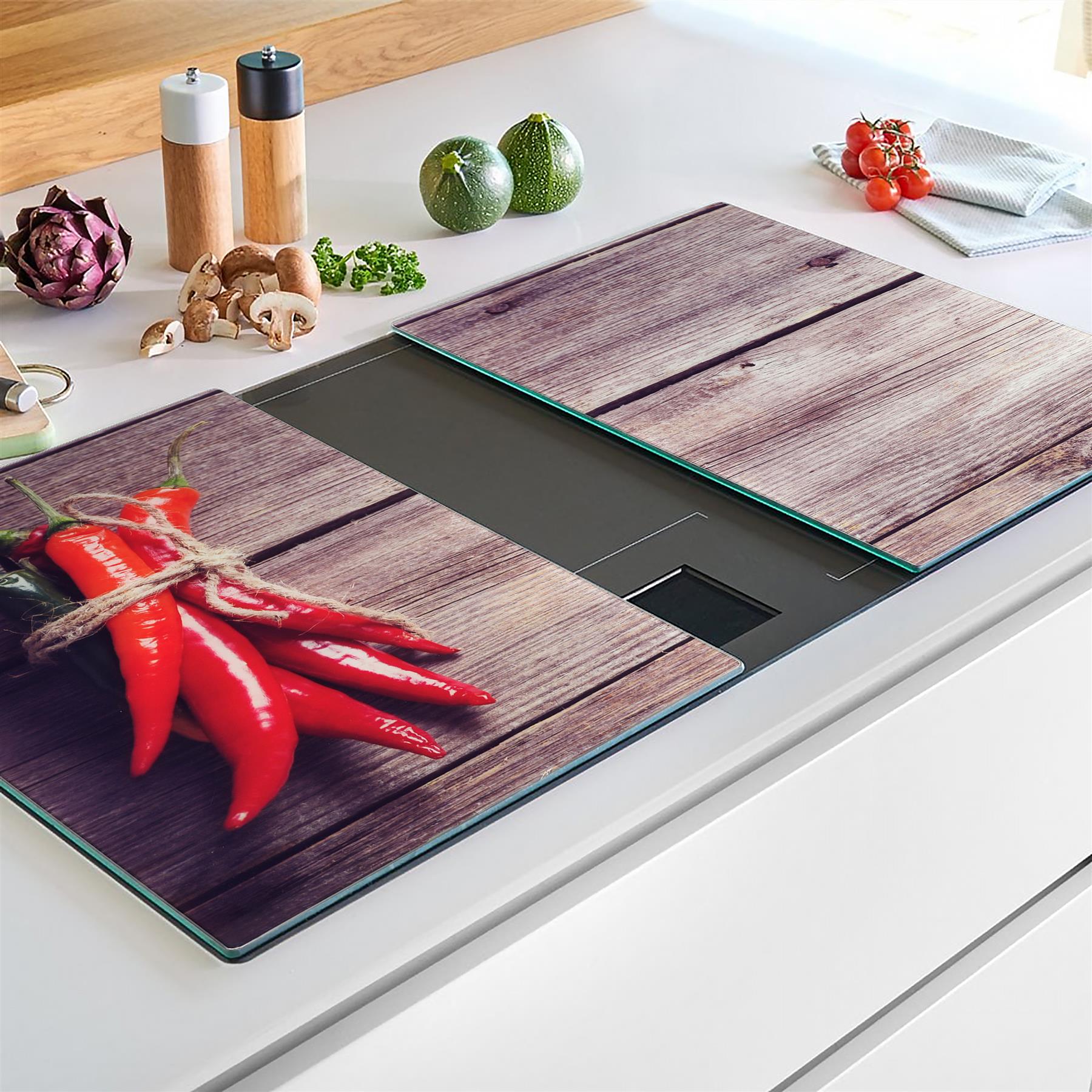 Glass Cutting Boards with Chili Pepper Design