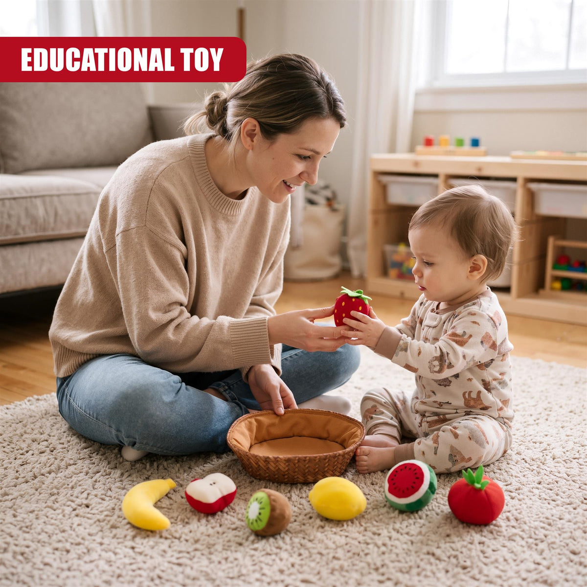 Fabric Fruit Basket Toy Set