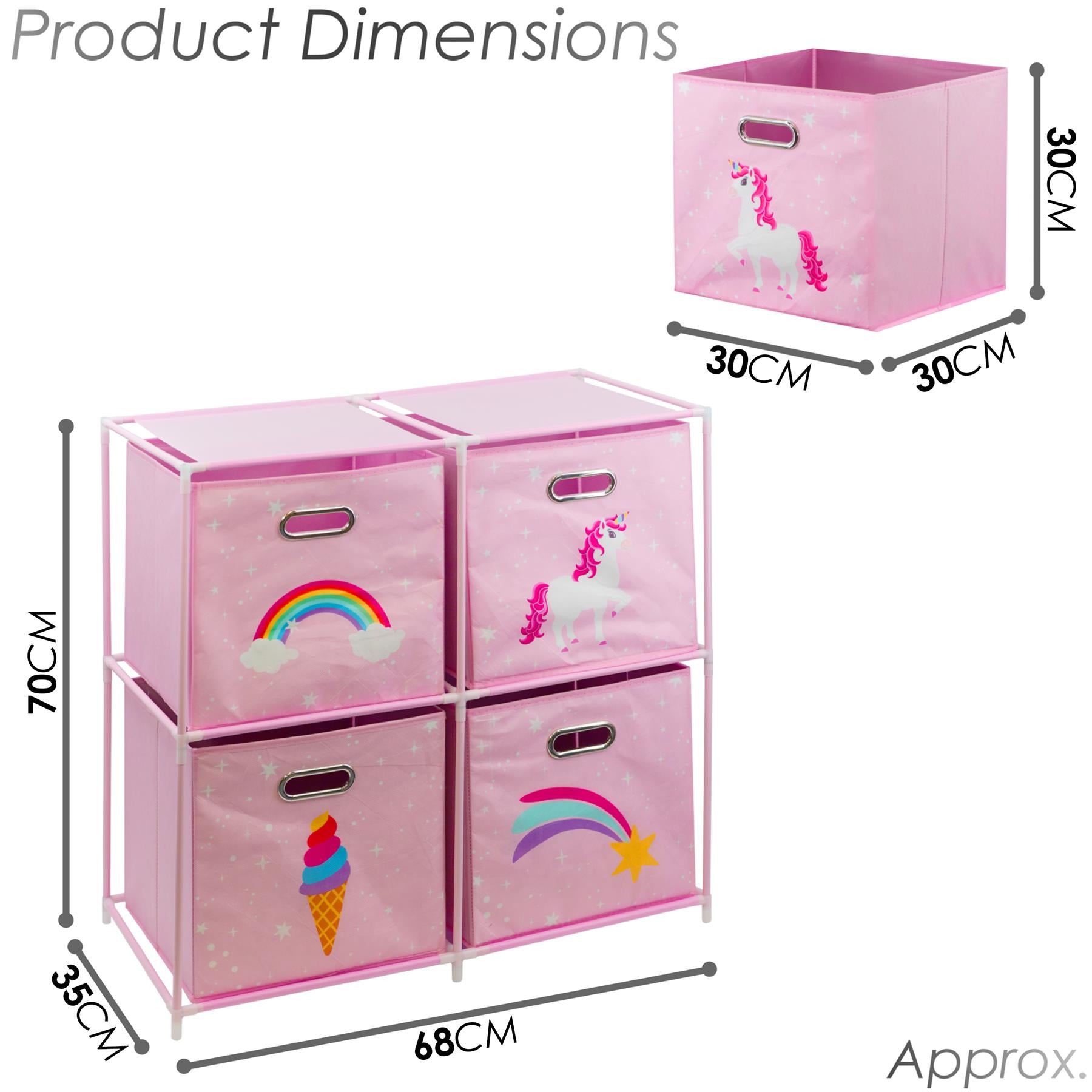 Kids Storage Cube Units, Unicorn Theme