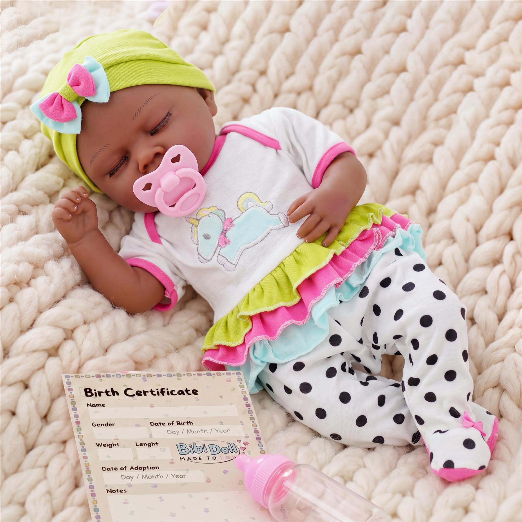 BiBi Black Doll Reborn Ethnic Sleeping Girl "Fay" (50 cm / 20")