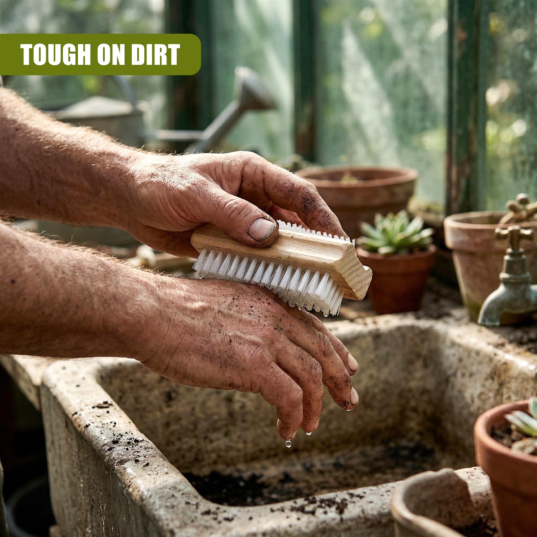 Wooden Double Sided Nail Brushes with Firm Bristles