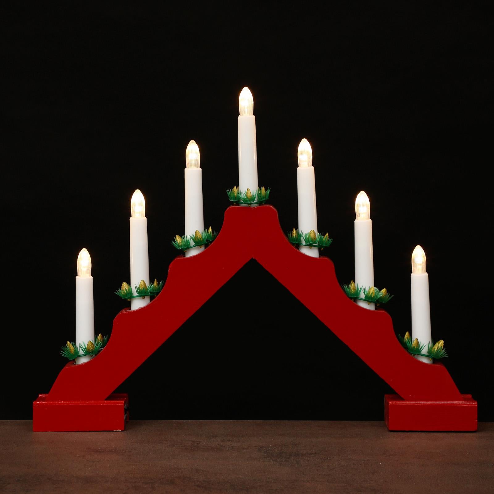 Red Wooden Candle Bridge With 7 Led Lights by GEEZY - The Magic Toy Shop