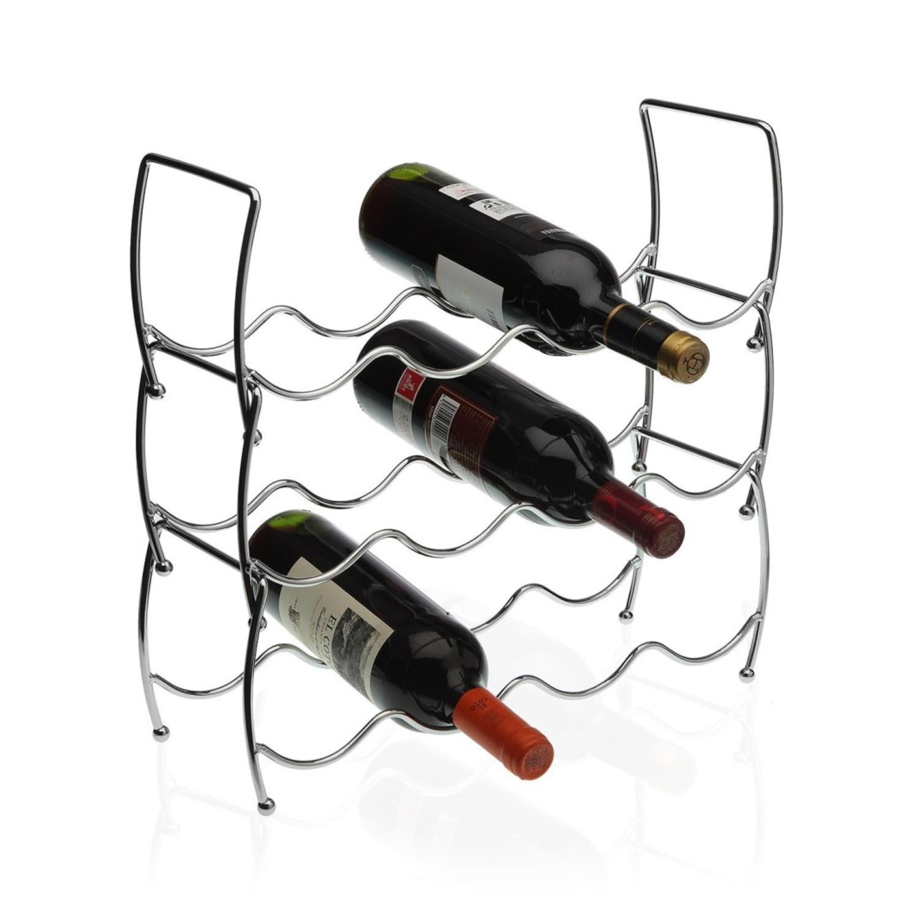 3 Tier Stackable Chrome Wine Storage Display Rack Holder Up To 12 Bottles by MTS - The Magic Toy Shop
