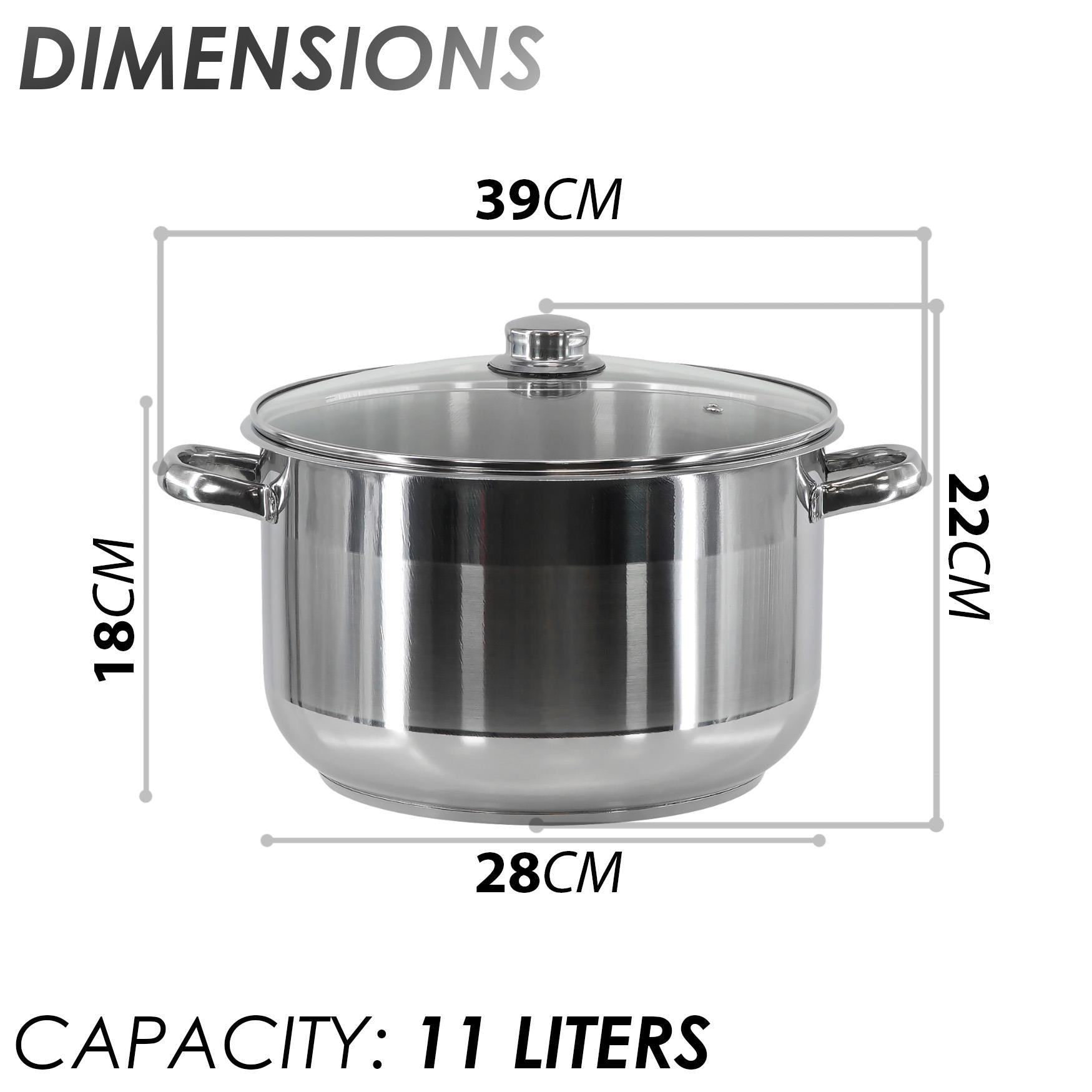 Induction Stockpot With Glass Lid - 11 ltr by GEEZY - The Magic Toy Shop