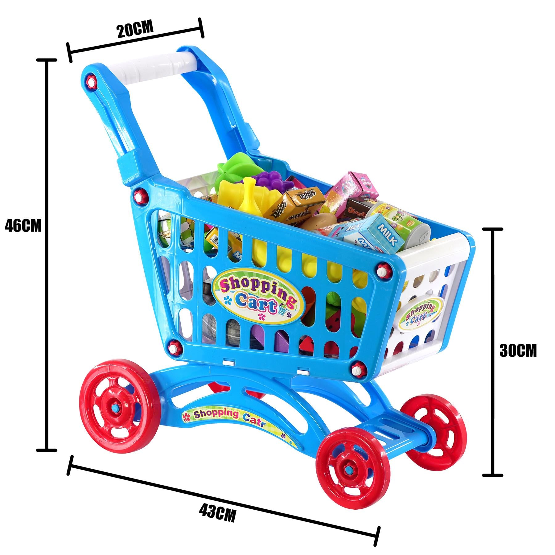 Blue Shopping Trolley Cart Play Food Set