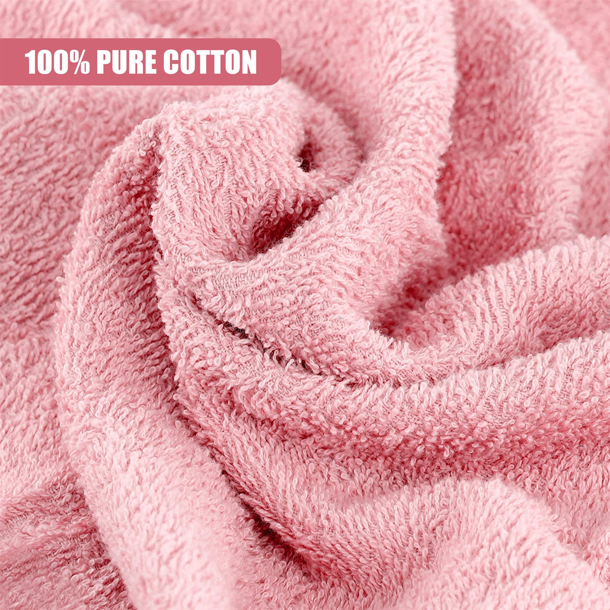 Pink hooded baby bath towels from GEEZY, featuring a close-up of the soft, fluffy fabric