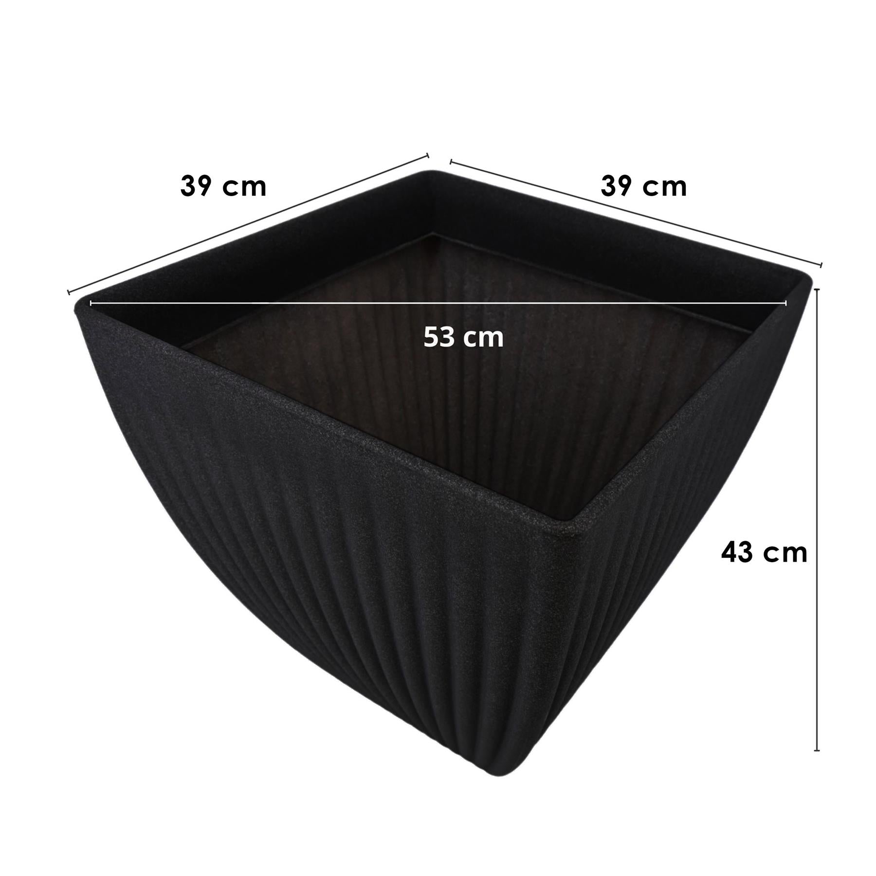 Large Charcoal Black Lotus Square Planter