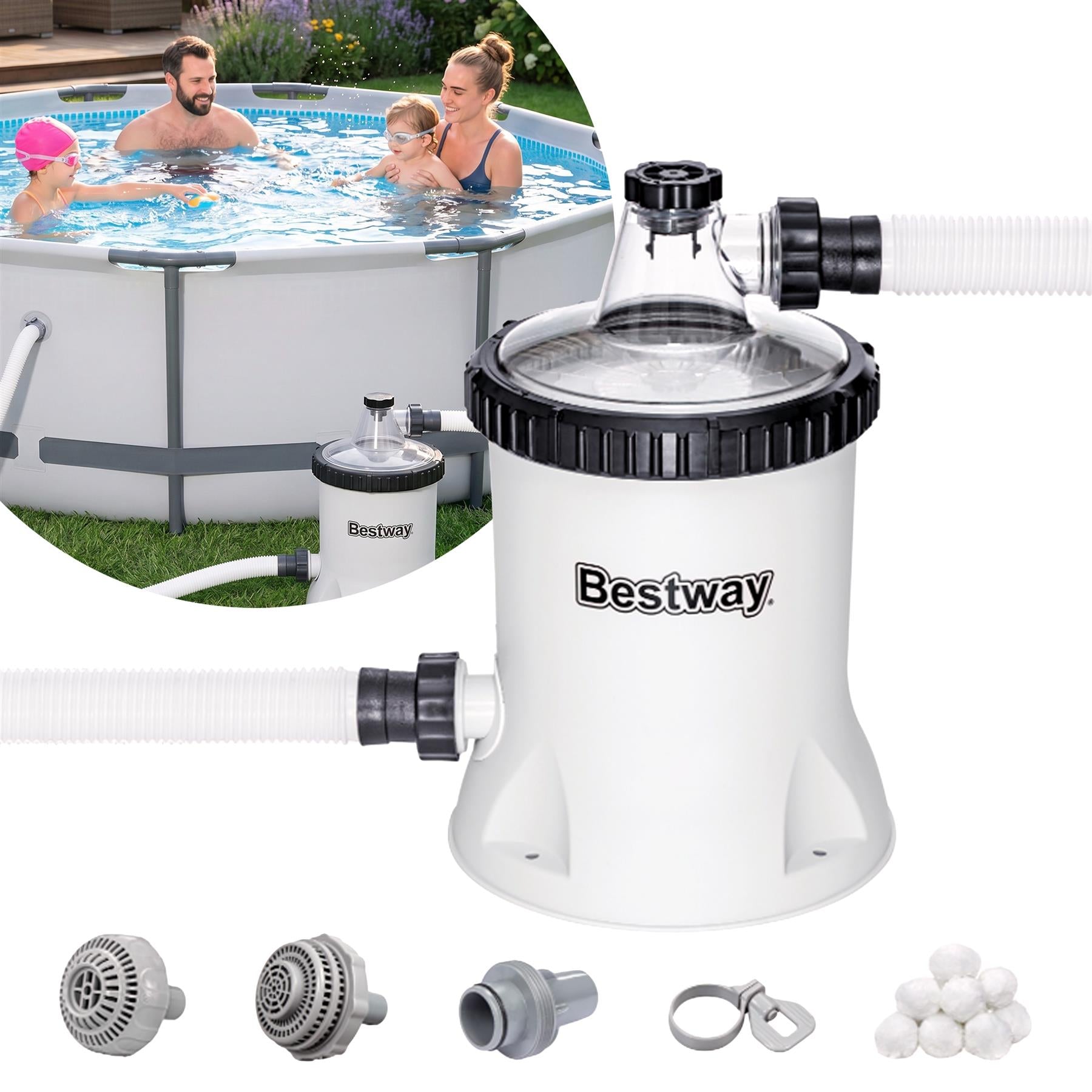 Bestway 5678L Pool Filter Pump with Polysphere Balls