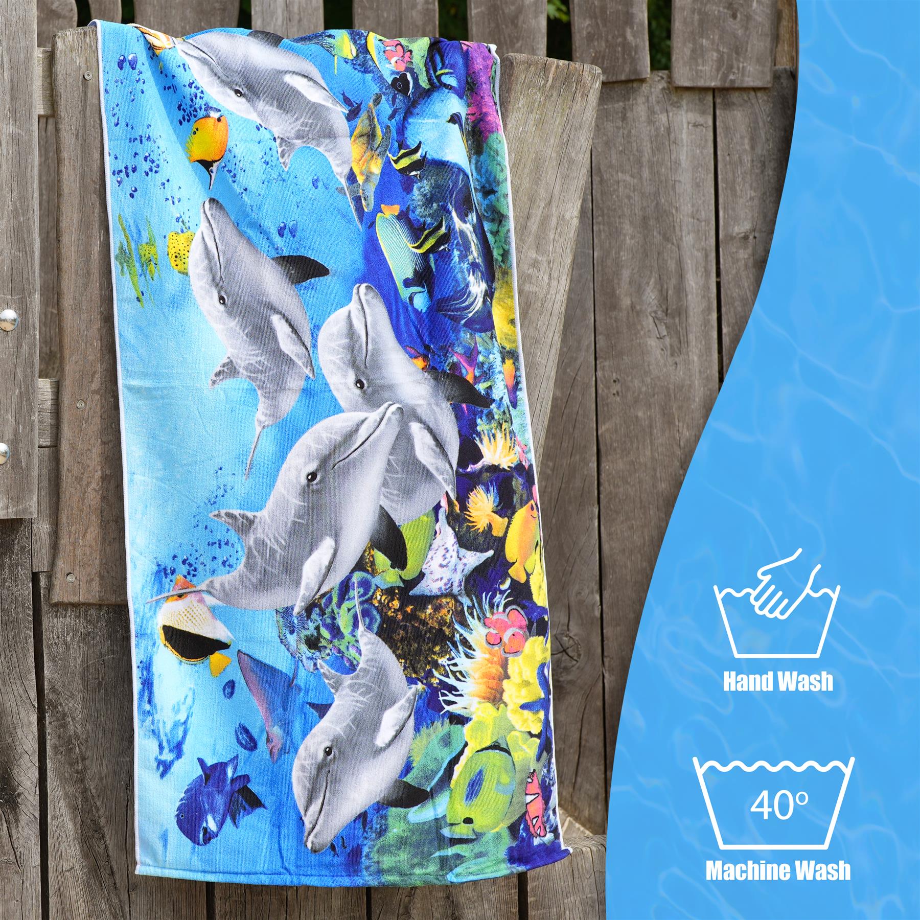 タオル+バス用品 Supreme Dolphin Towel "Multi" Dolphins Design Large Towel by GEEZY | The Magic Toy Shop