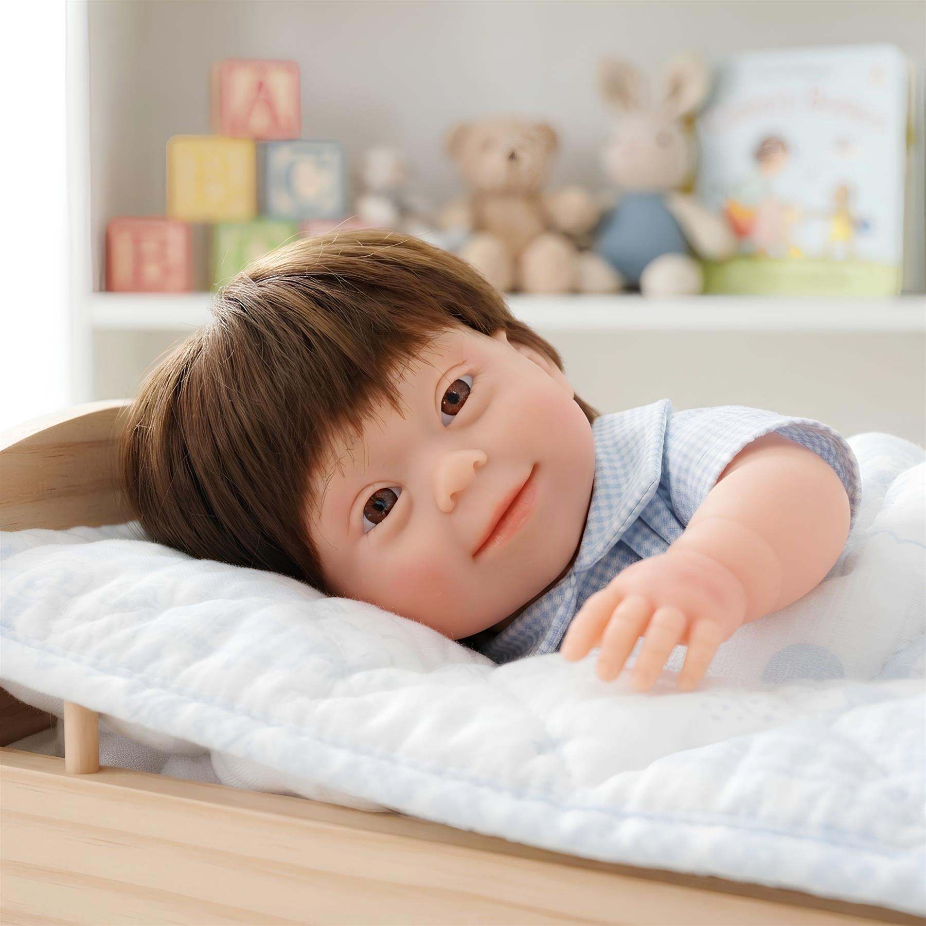 BiBi Doll Down Syndrome Boy - Brown Hair (36 cm / 14")