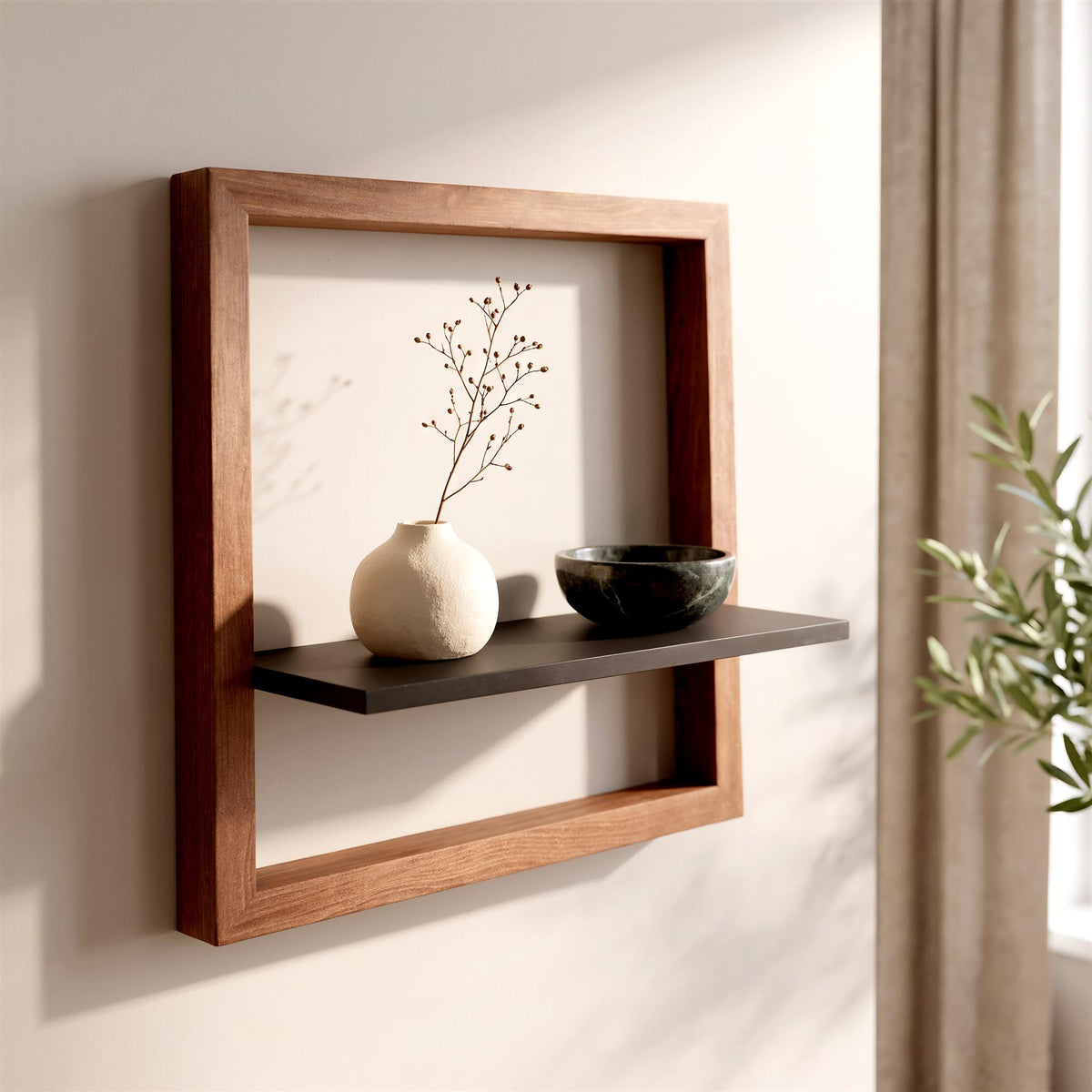Square Wooden Floating Shelf