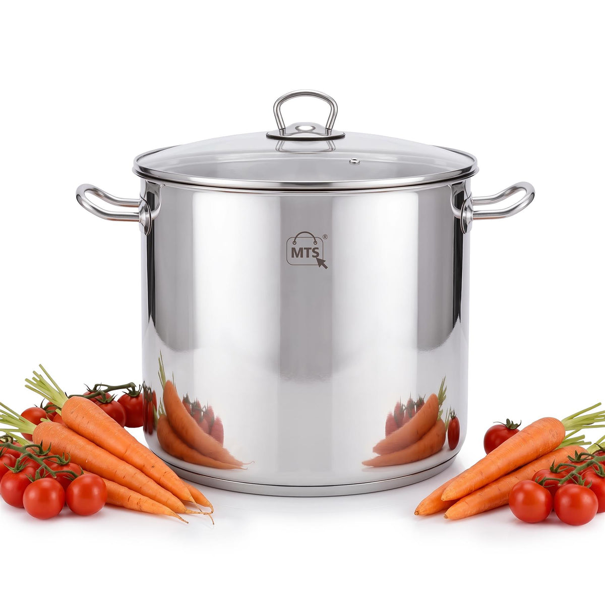 Stainless Steel Stock Pot with Glass Lid - 15 L