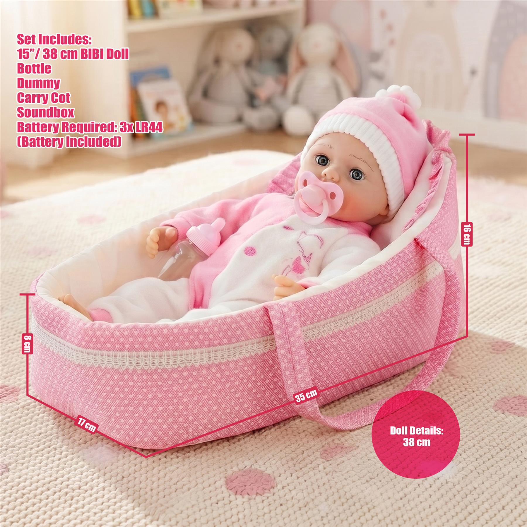 Baby Doll in Carry Cot (38 cm / 15")