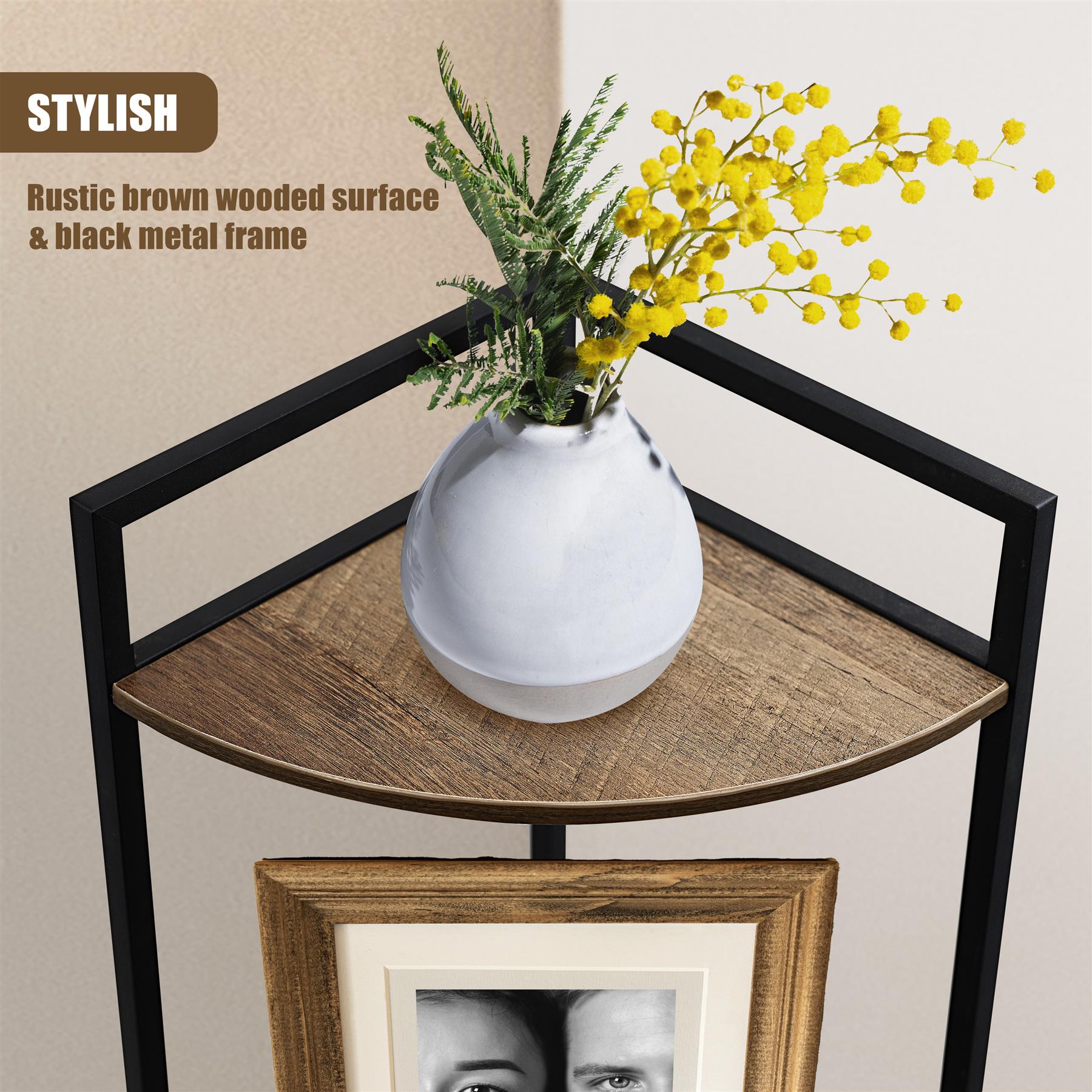 3 Tier Wooden Corner Shelf