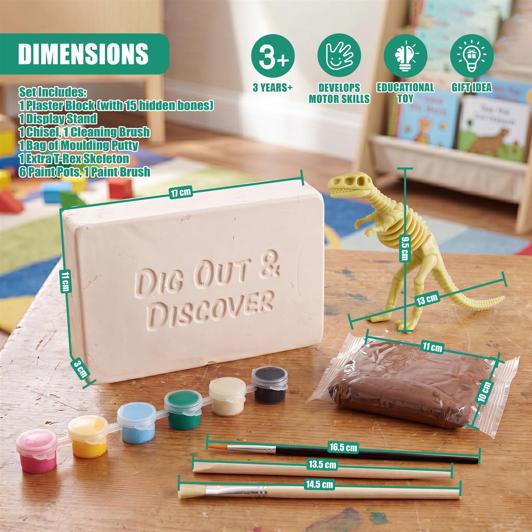 2-in-1 Fossil Excavation & Modelling Kit