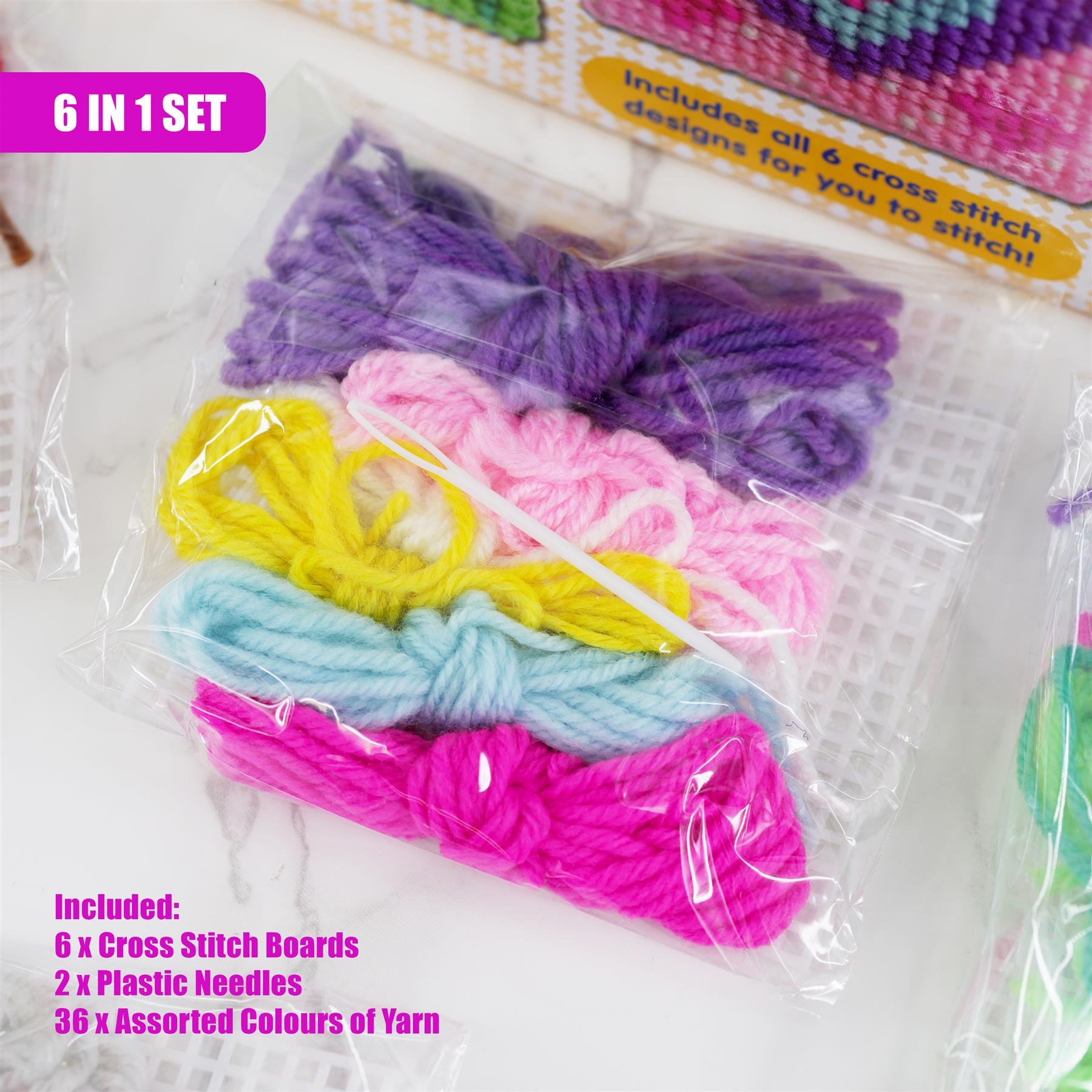 6 in 1 Traditional Cross Stitch Kit for Kids