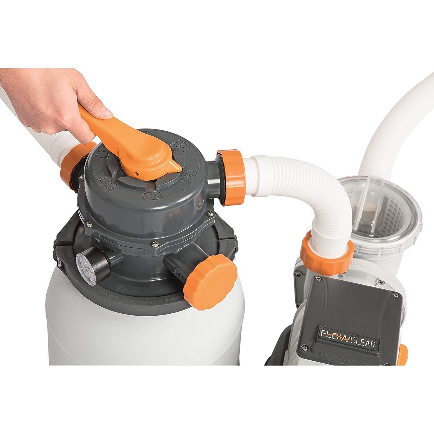 Sand Filter Pool Pump with Efficient Filtration System for Clear Water  Bestway 1500Gal 58497 Advanced Filtration System with Pressure Gauge