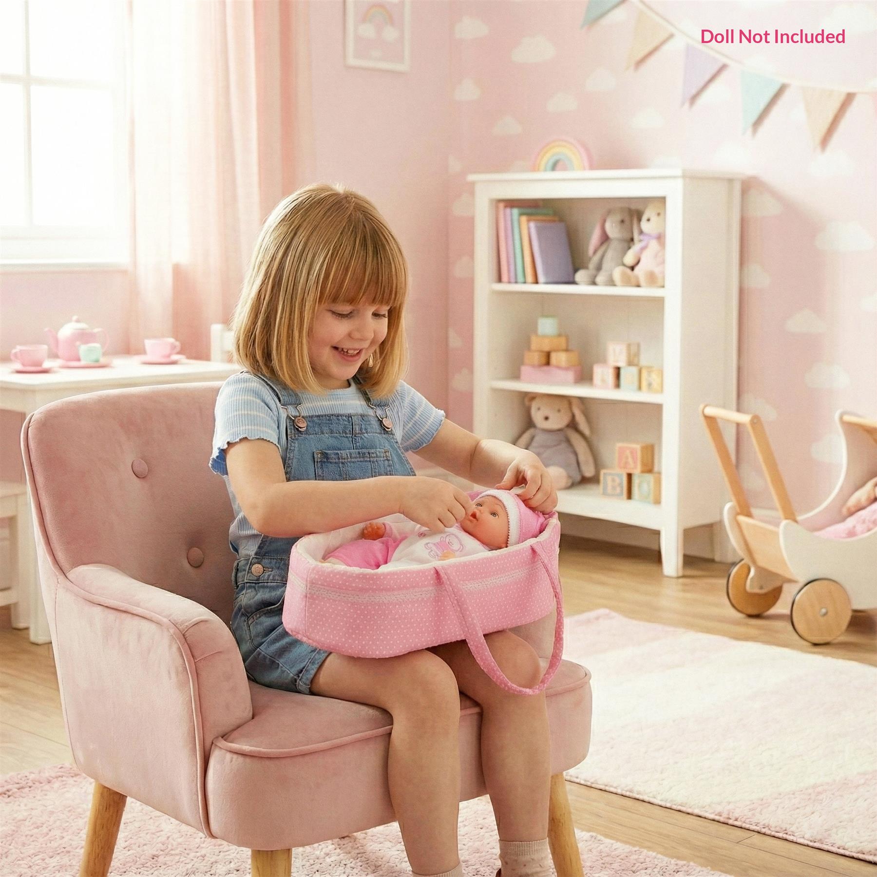 Pink Baby Doll Carry Cot (38 cm / 15")