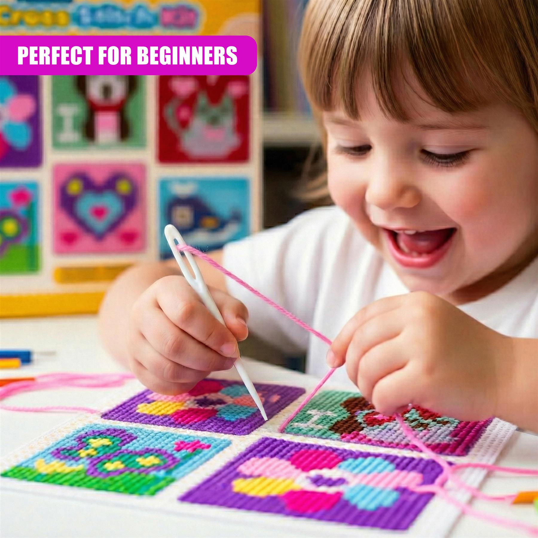 6 in 1 Traditional Cross Stitch Kit for Kids