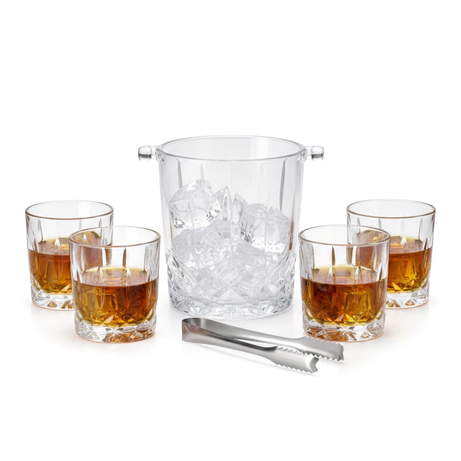 Set of 4 Whiskey Glasses with Ice Bucket