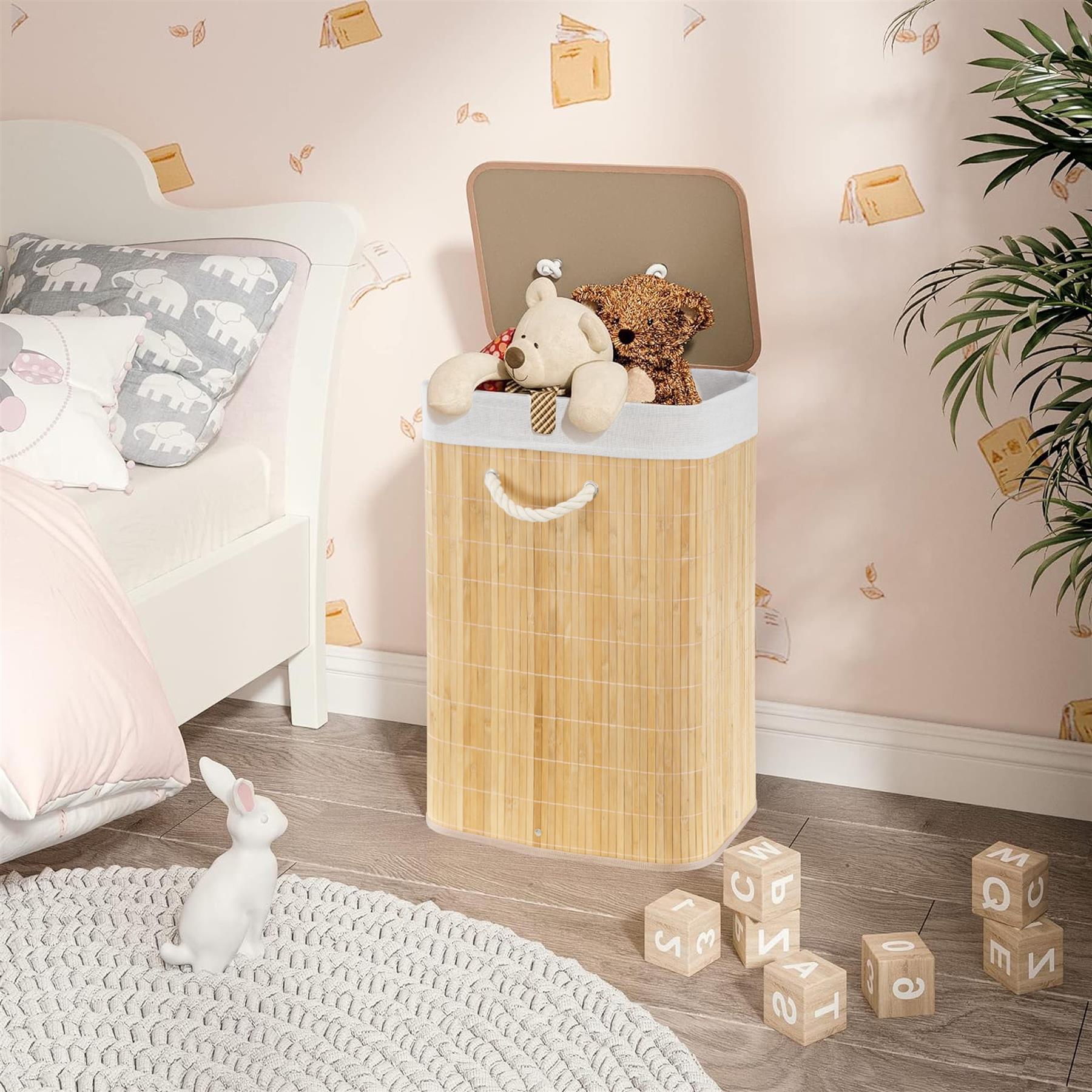 Brown Bamboo Laundry Hamper 72L