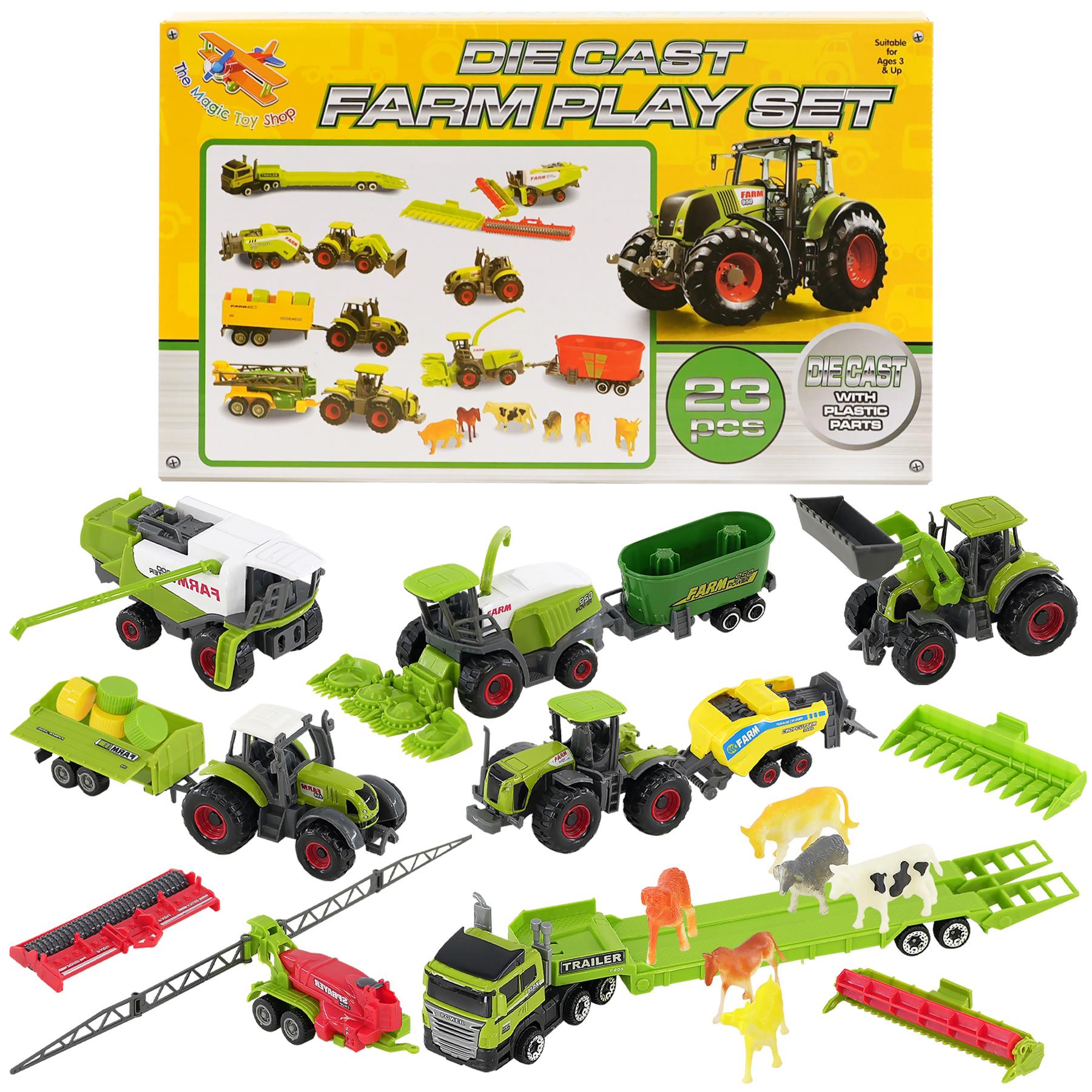 Diecast Tractor Set Collect Vehicles Play Set 22 Piece by The Magic Toy Shop - The Magic Toy Shop
