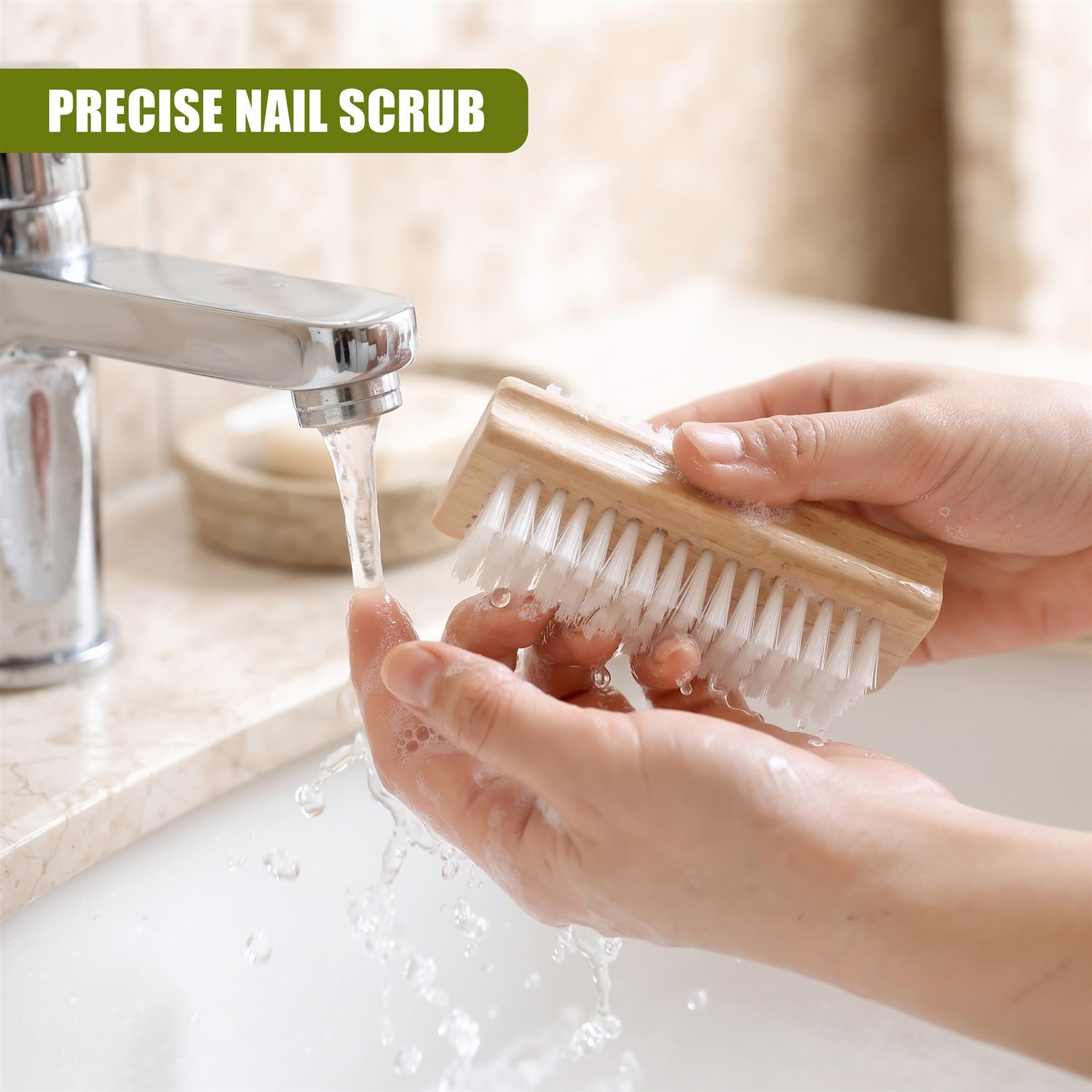 Wooden Double Sided Nail Brushes with Firm Bristles