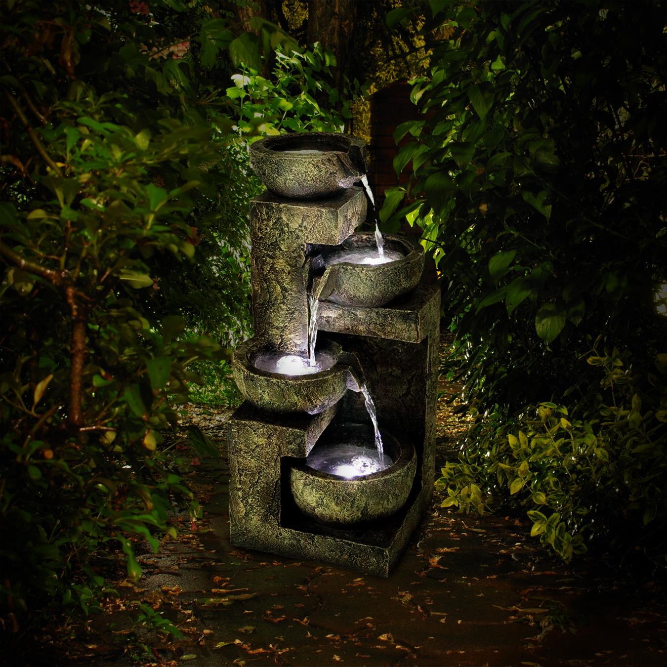 GEEZY 4 Tier Water Feature Outdoor With LED