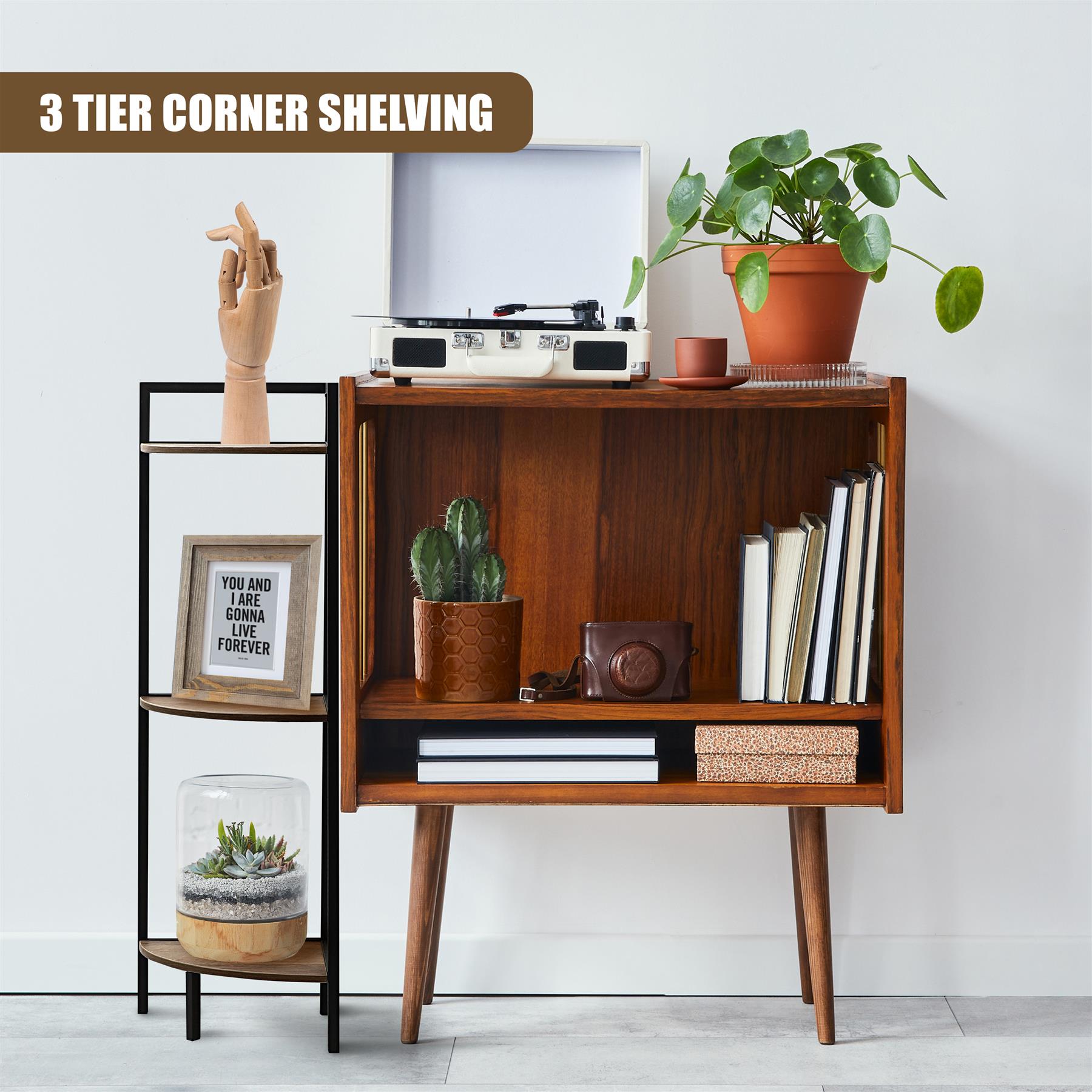 3 Tier Wooden Corner Shelf
