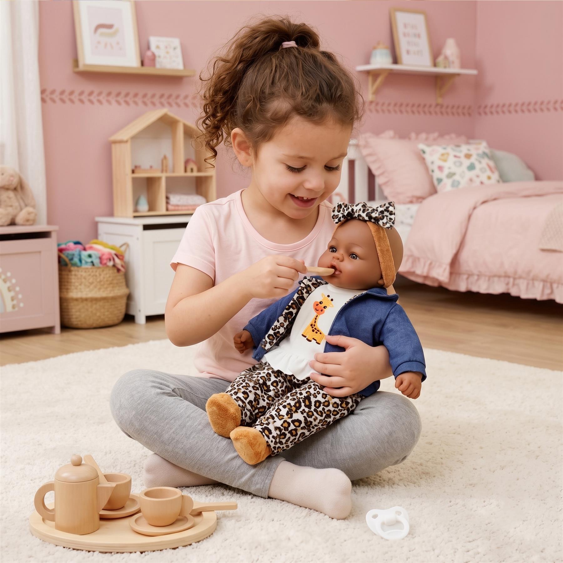 BiBi Black Baby Doll "Cheetah" (45 cm / 18")
