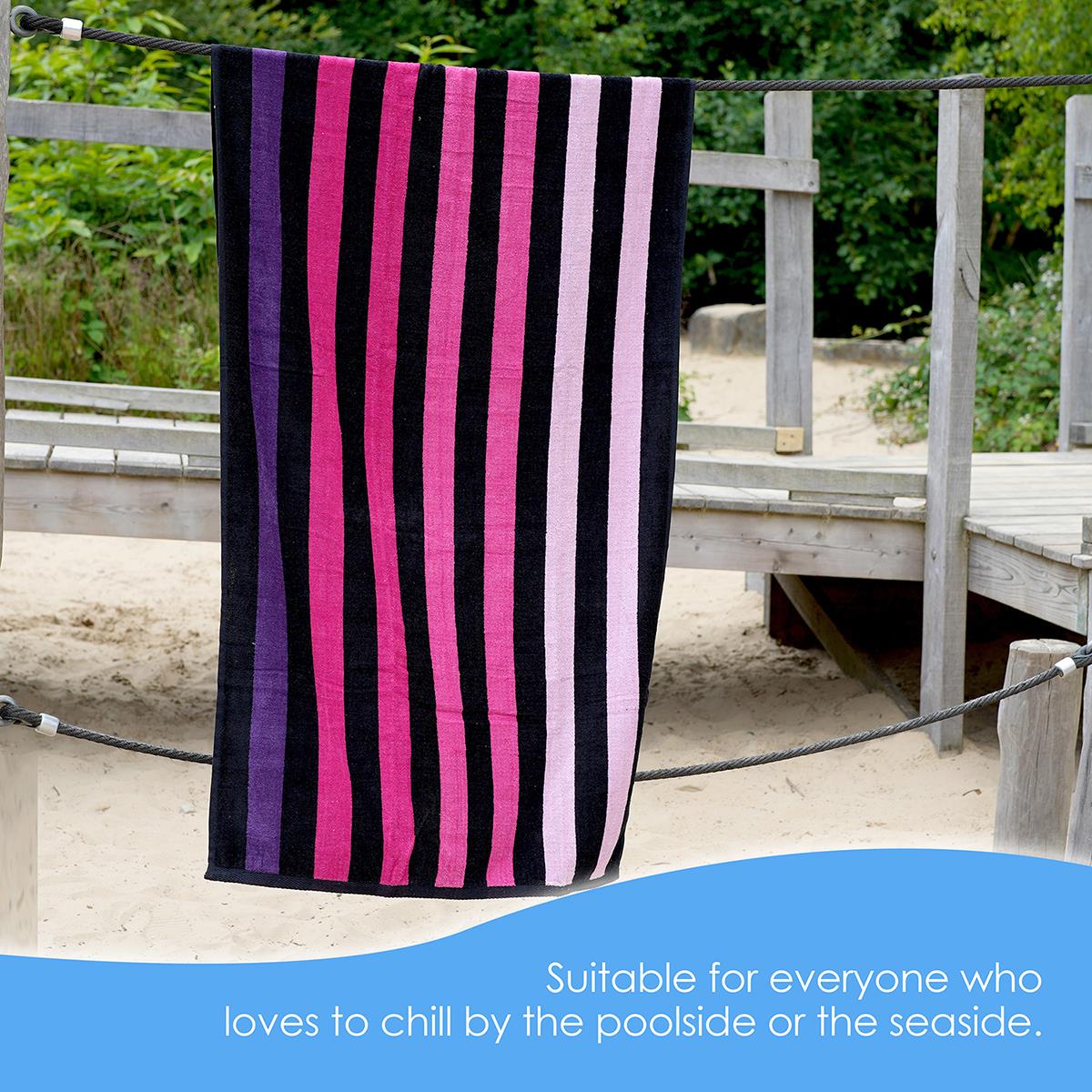 Large Velour Striped Beach Towel (Sunset) by Geezy - The Magic Toy Shop