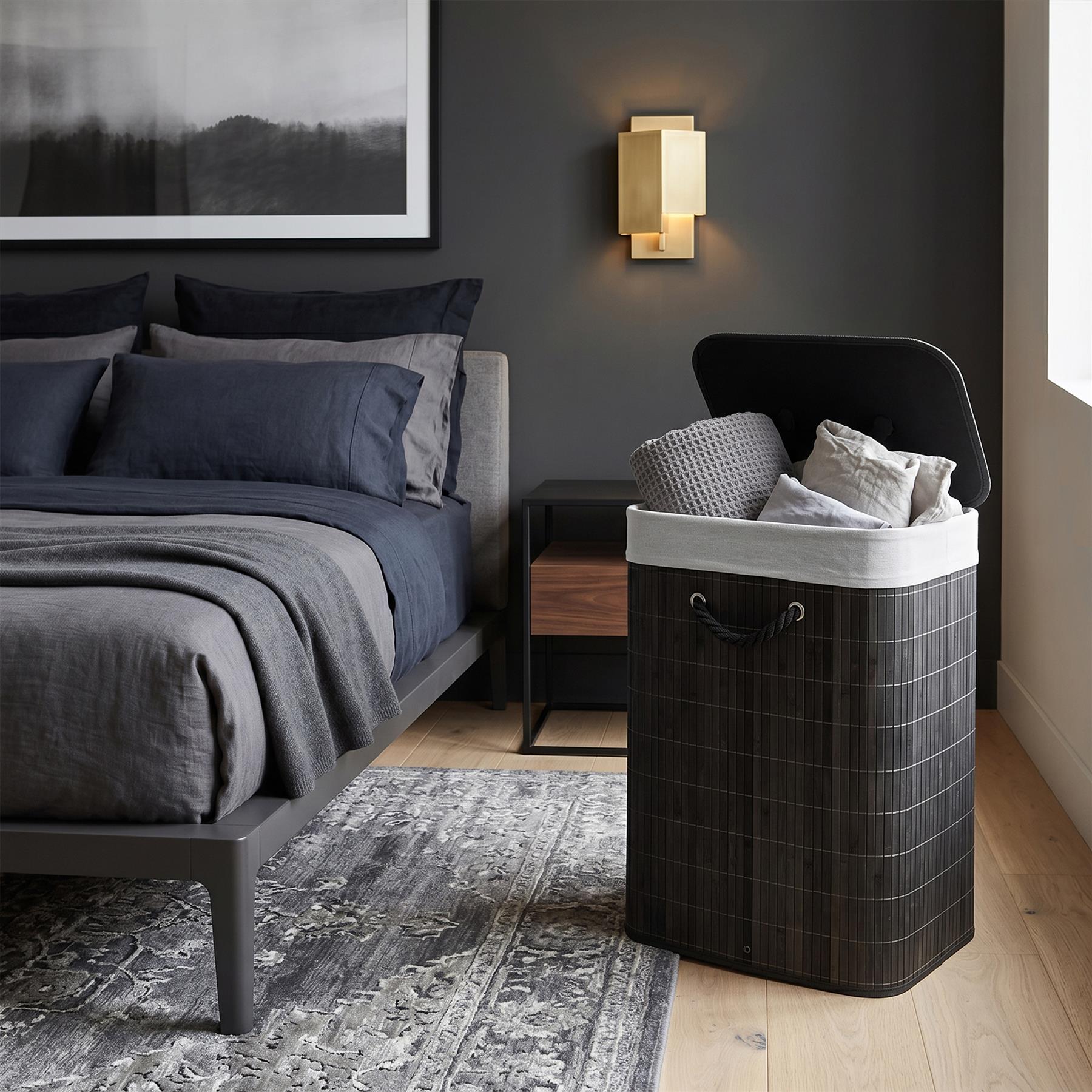 Black Bamboo Laundry Hamper 72L