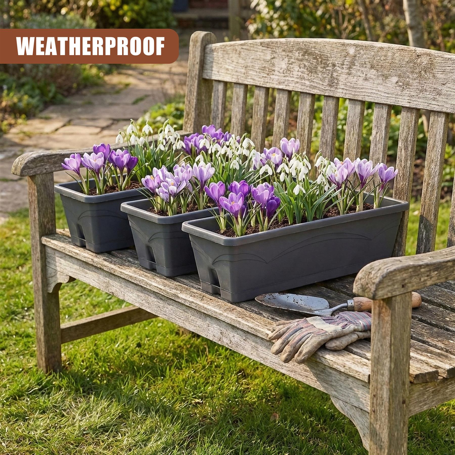 Rectangular Planter Troughs, Set of 3