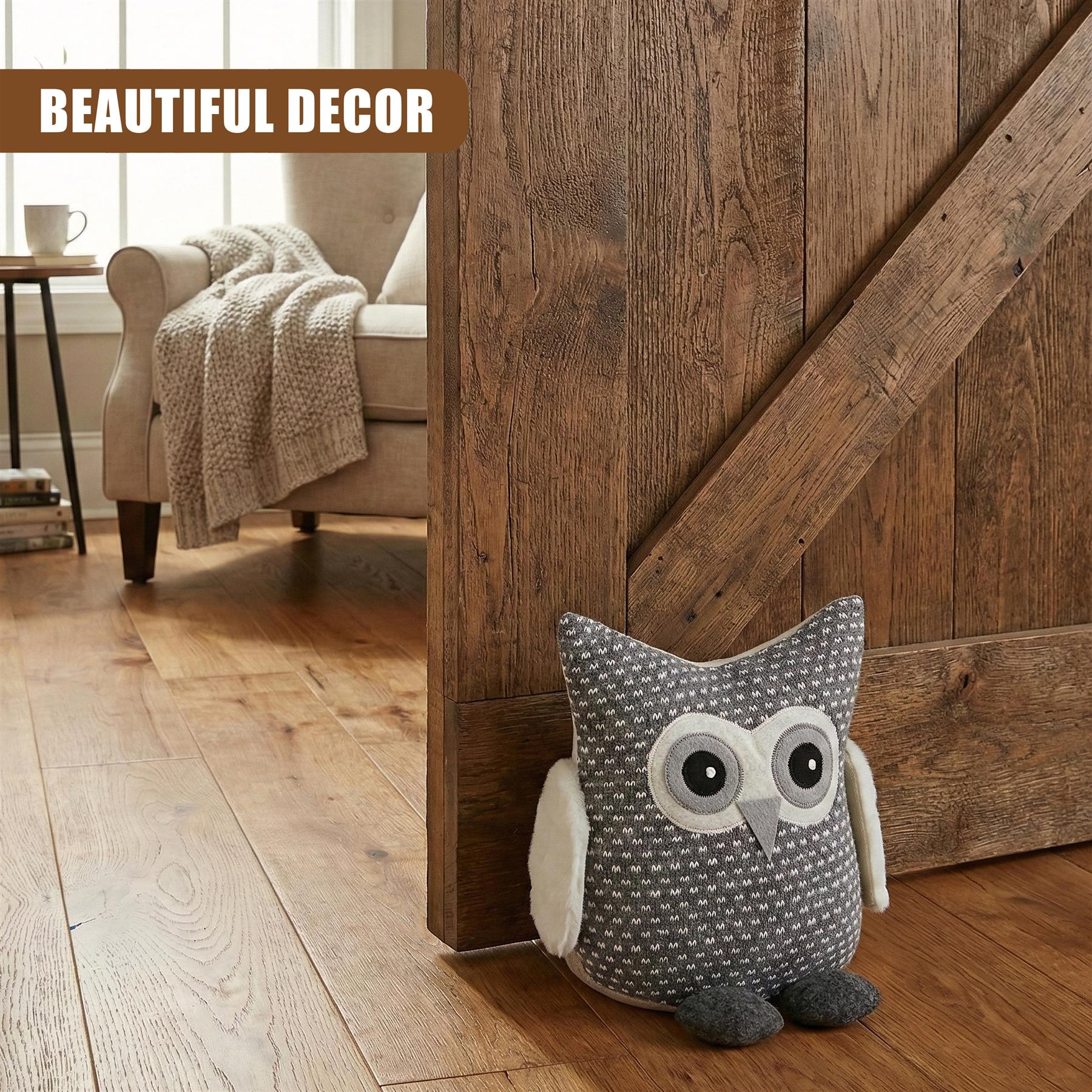 Owl Door Stopper - Grey - Door Stopper - Door Stopper - Fabric