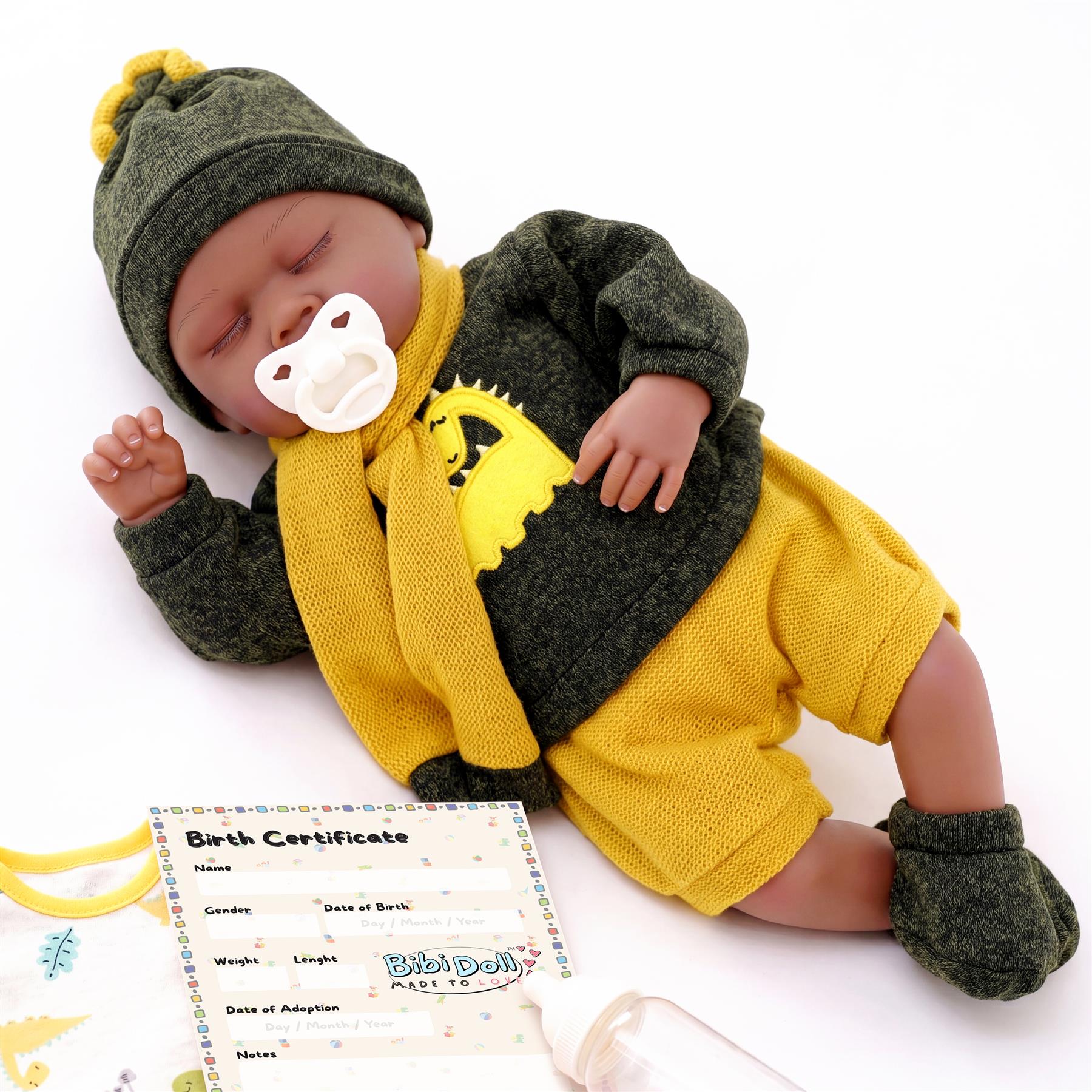 BiBi Black Doll Reborn Ethnic Sleeping Boy "Glorio" (50 cm / 20")