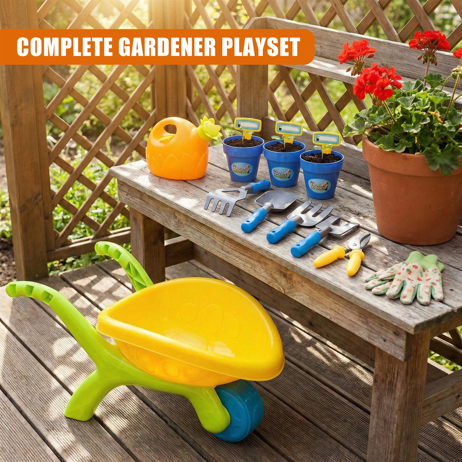 Kids Garden Wheelbarrow Playset