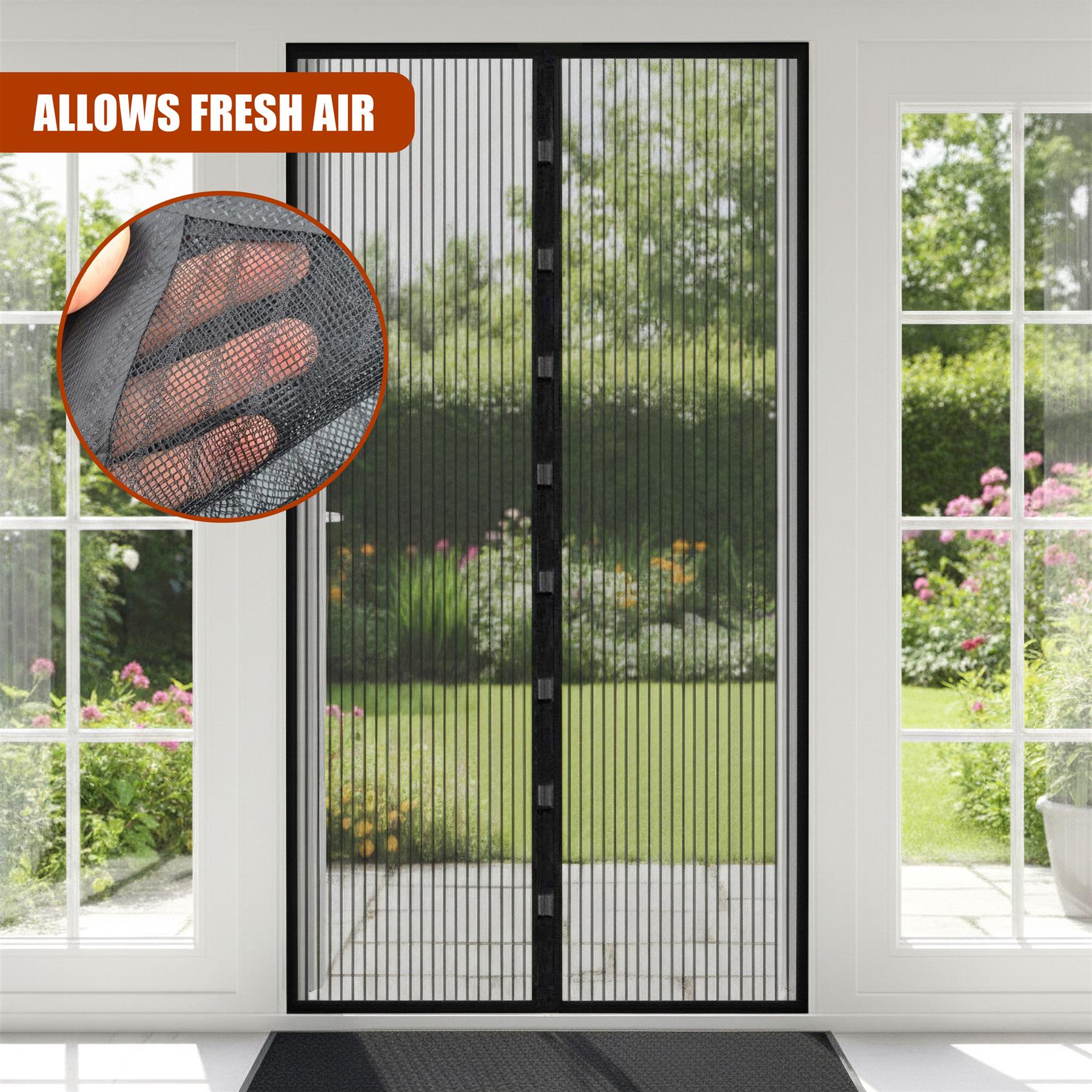 Magnetic Insect Door Screen Black