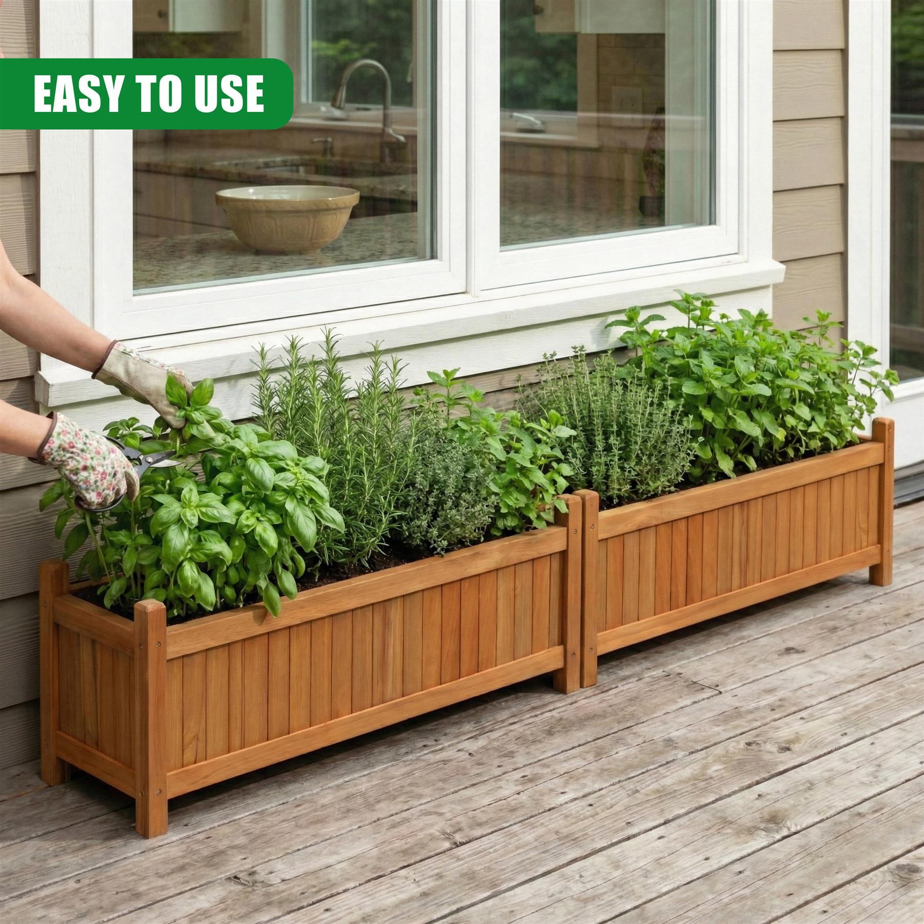 希少 large wooden pot Wooden Large Rectangular Planters 2 Pack by GEEZY | The Magic Toy Shop