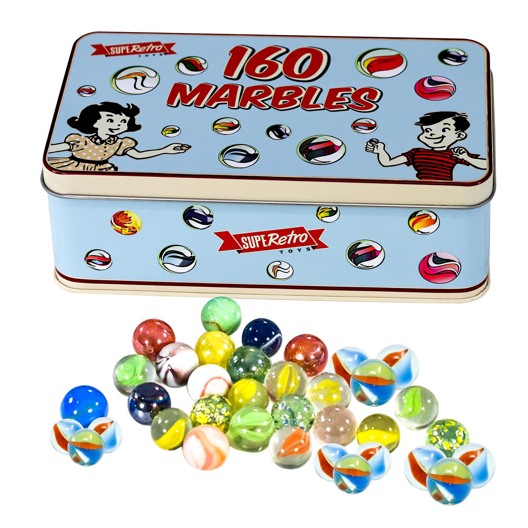 The Magic Toy Shop Classic Glass Marbles In A Tin