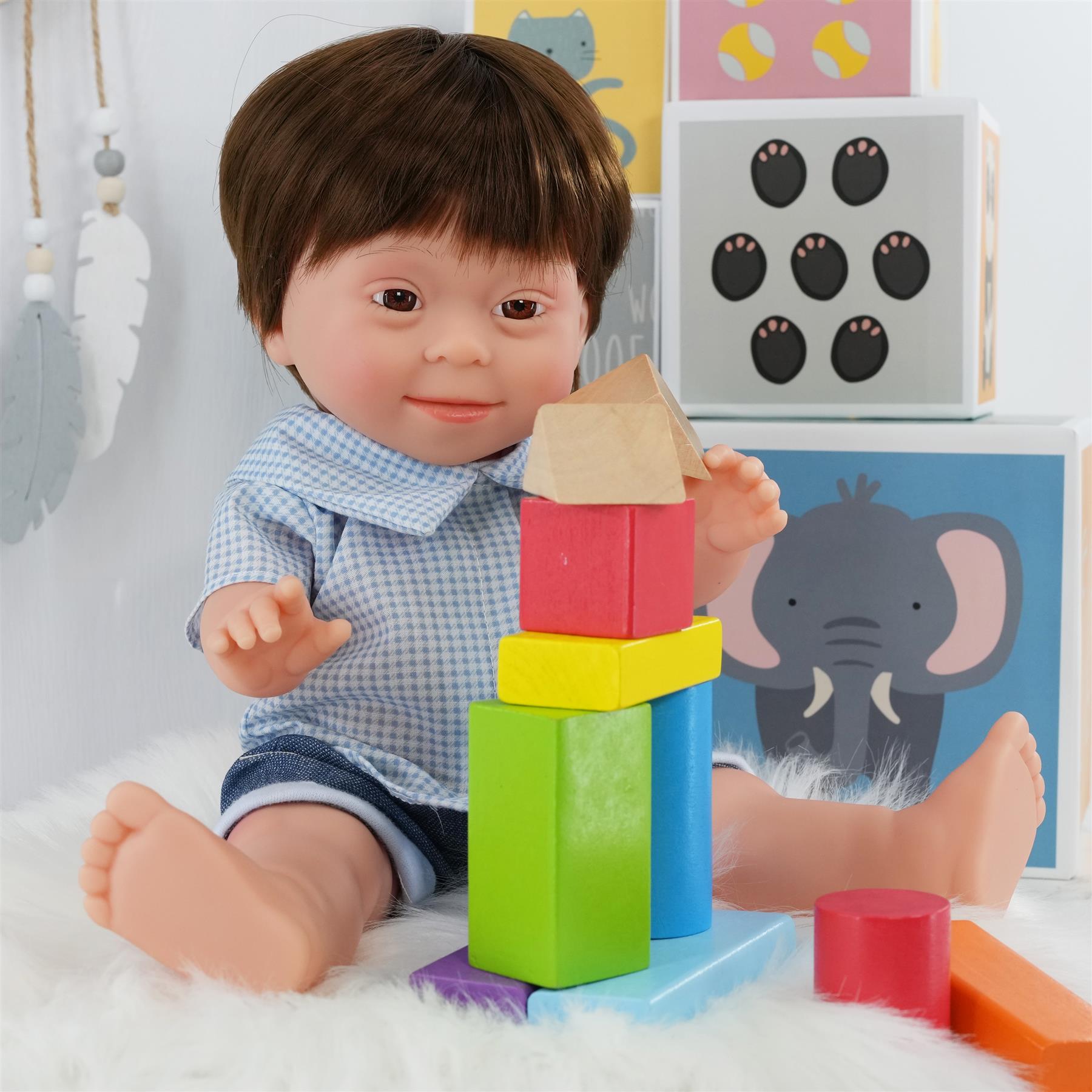 BiBi Doll Down Syndrome Boy - Brown Hair (36 cm / 14") by BiBi Doll - The Magic Toy Shop