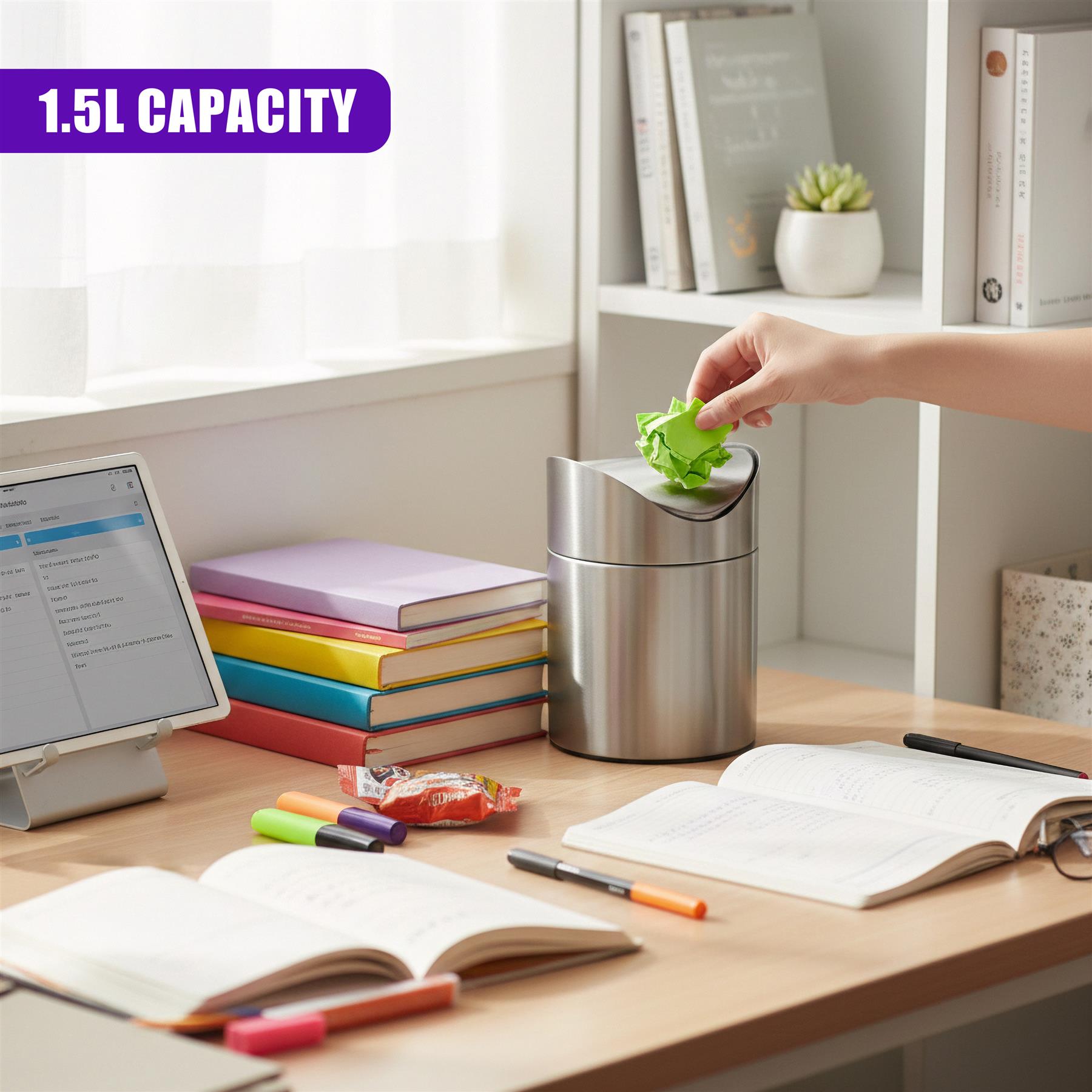 Stainless Steel Mini Swing Bin 1.5 L