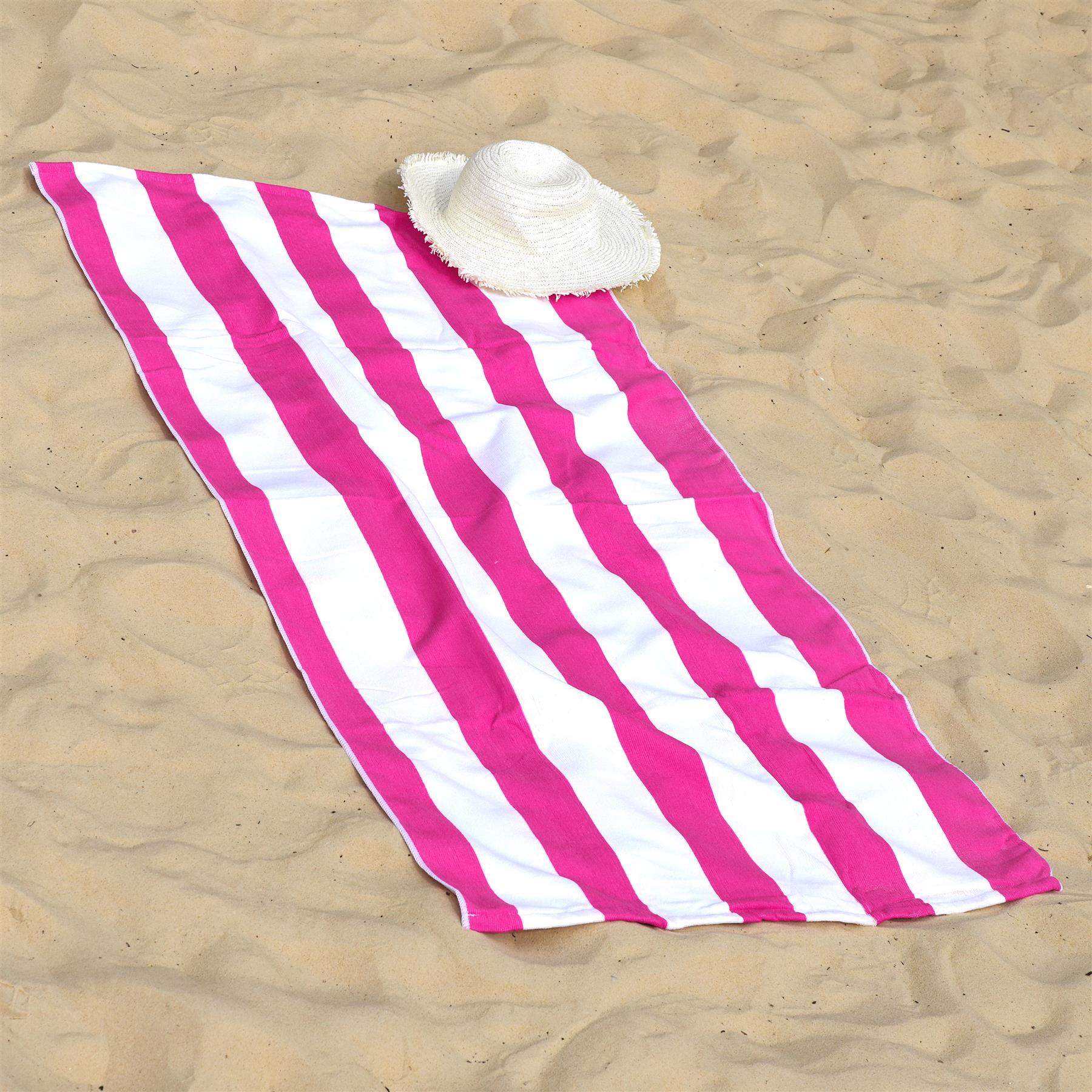 Large Velour Striped Beach Towel (Midnight Oasis)