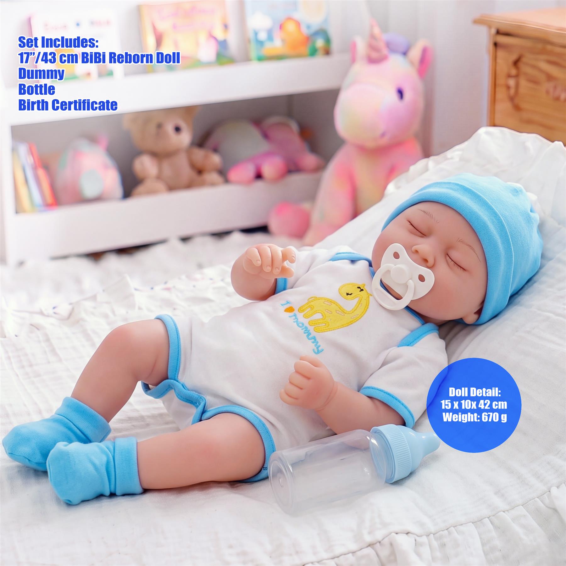 BiBi Doll Reborn Sleeping Boy "Douglas" (43 cm / 17")