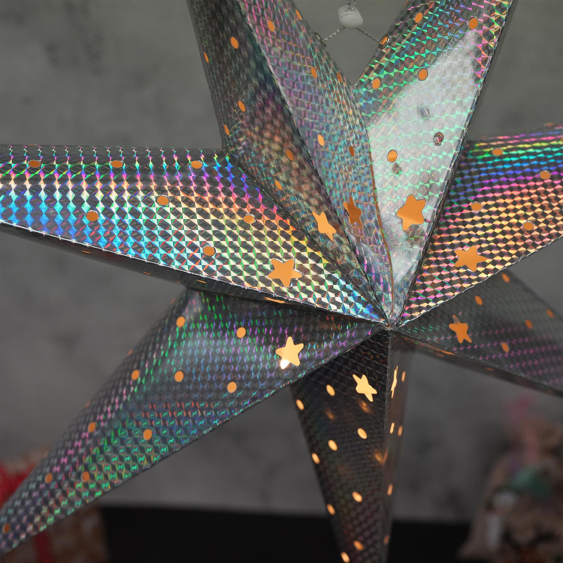 Large LED Paper Hanging Star Silver by Geezy - The Magic Toy Shop