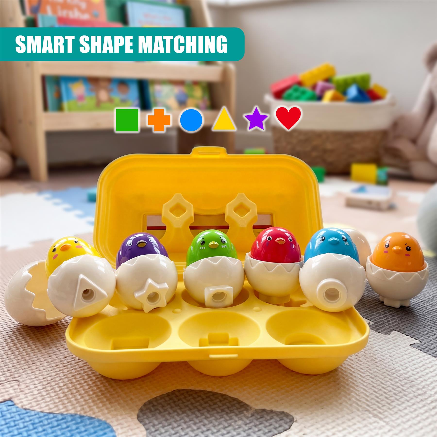 Hide n Squeak Matching Eggs Color & Shape Sorter - Multi Coloured