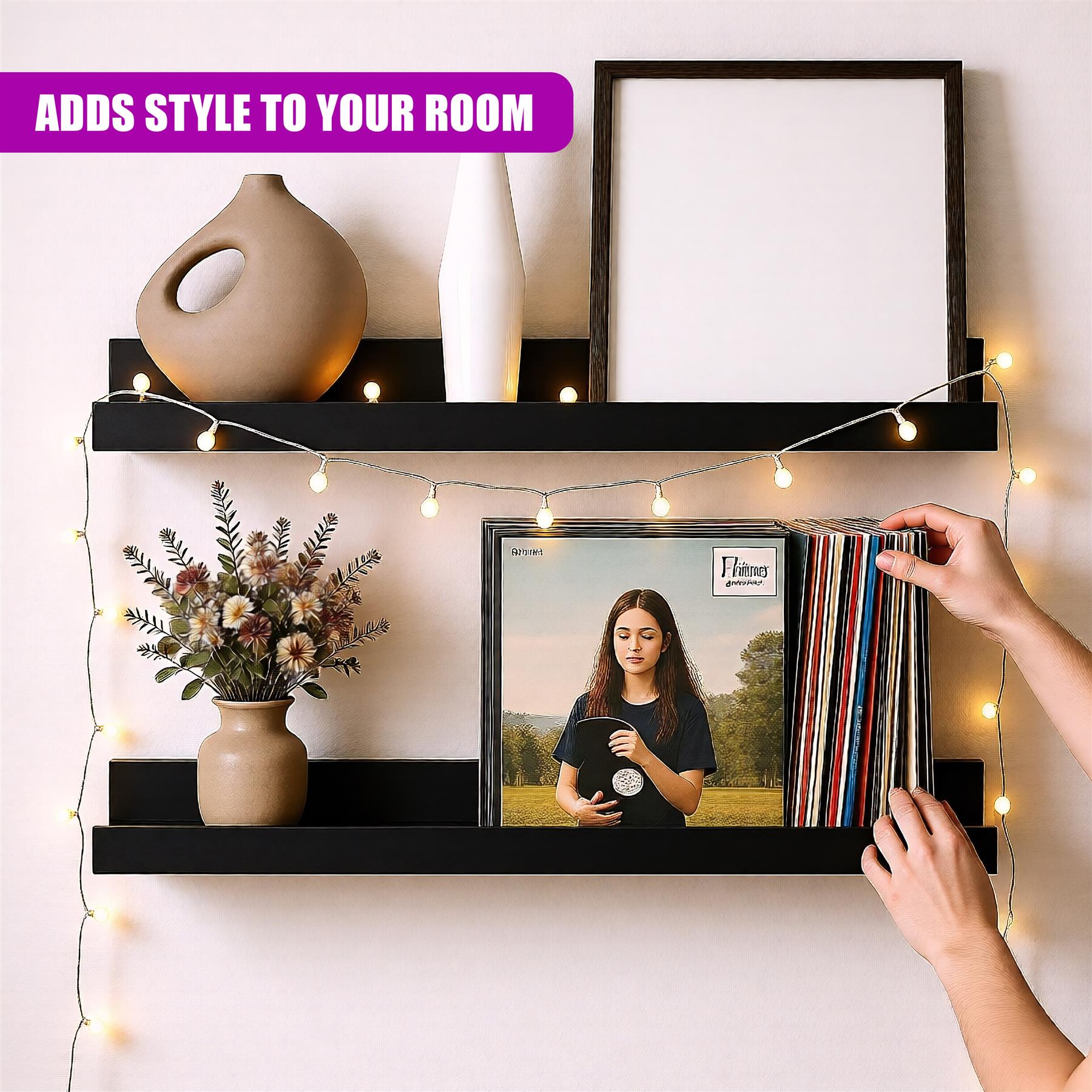 Black Shelf 45 cm Pack 2