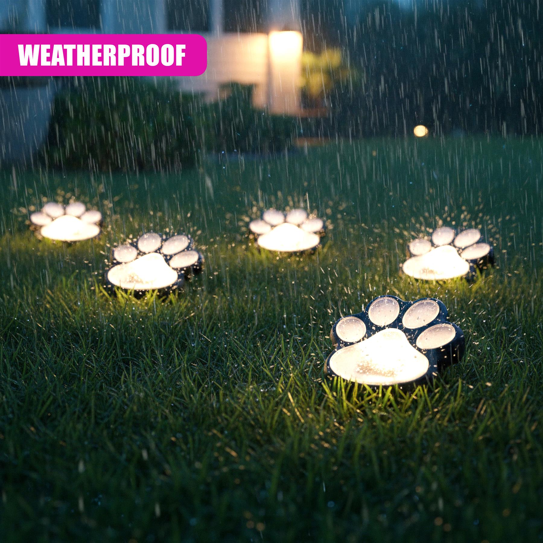 Paw Print Solar Stake Light, Set of 4