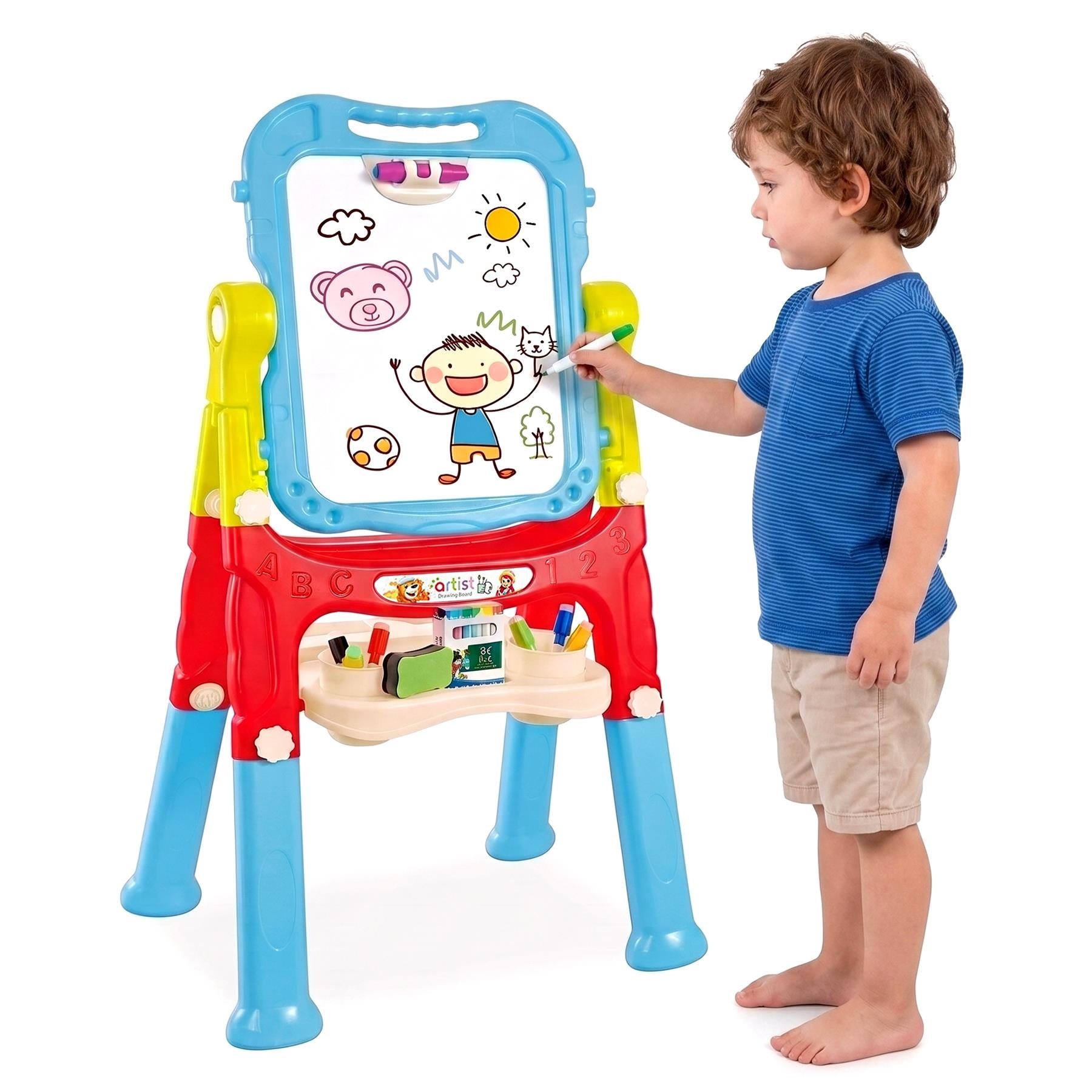 Blue Folding Double-Sided Magnetic Drawing Board